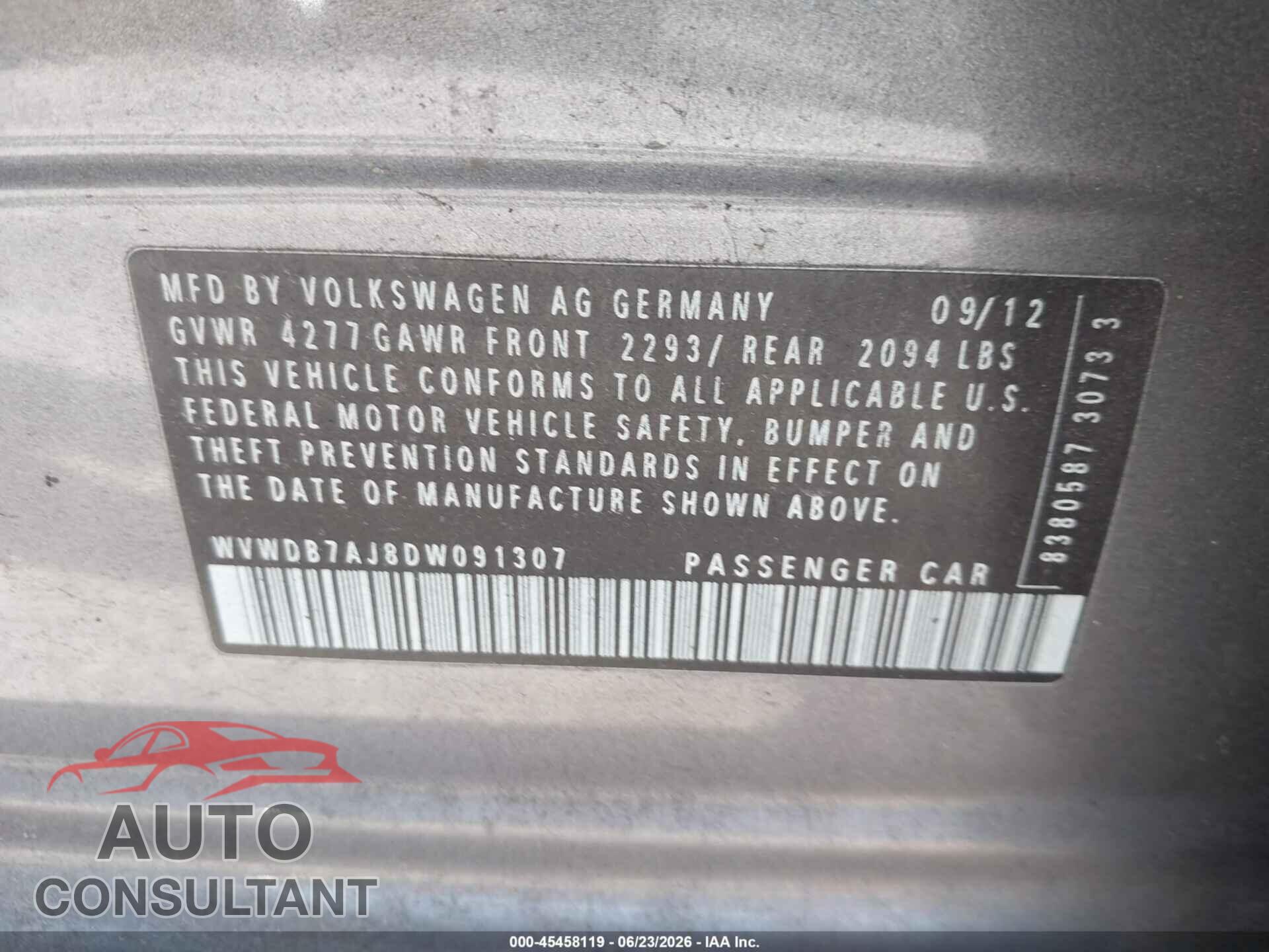 VOLKSWAGEN GOLF 2013 - WVWDB7AJ8DW091307