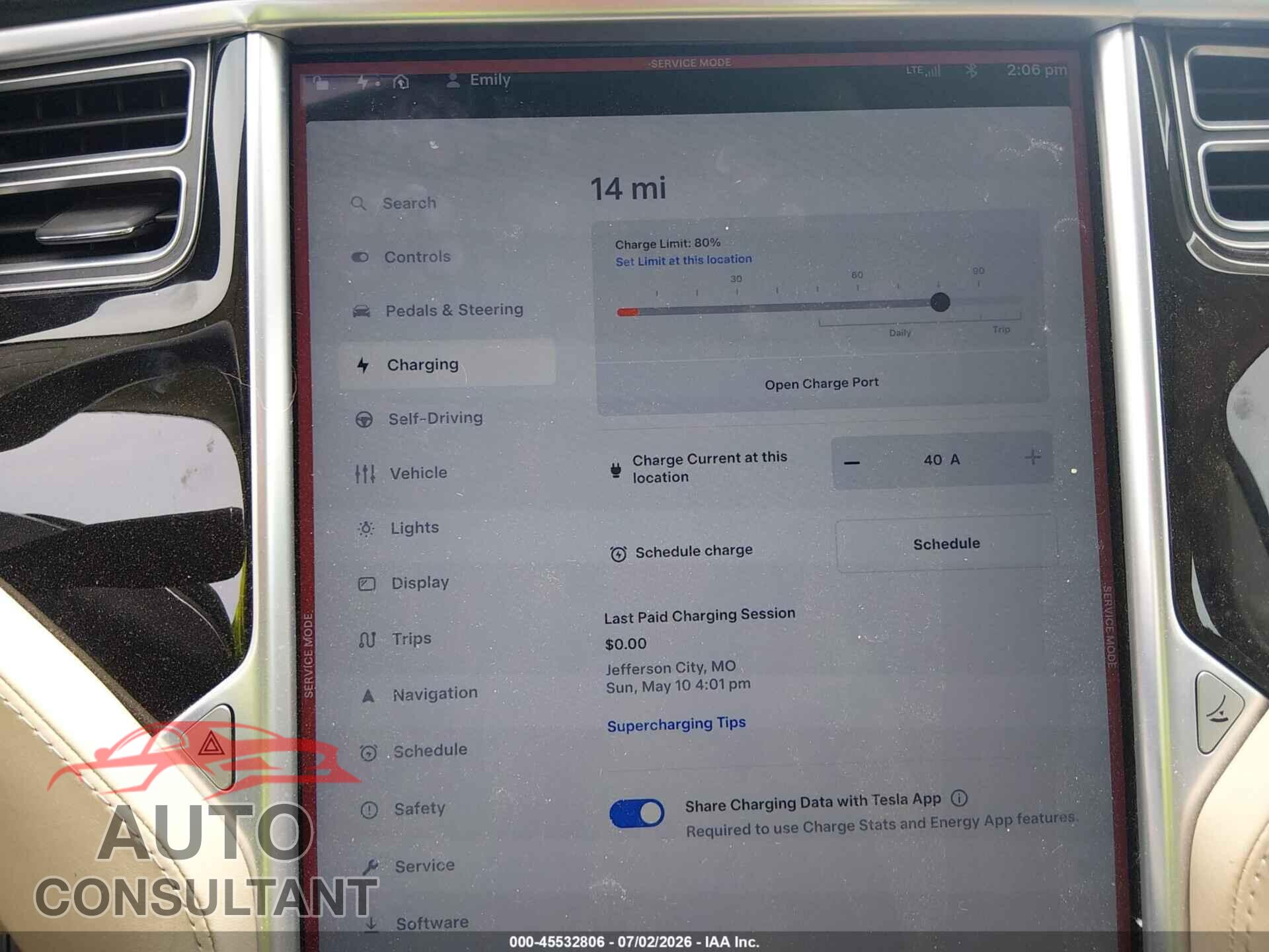 TESLA MODEL S 2015 - 5YJSA1H22FF093258