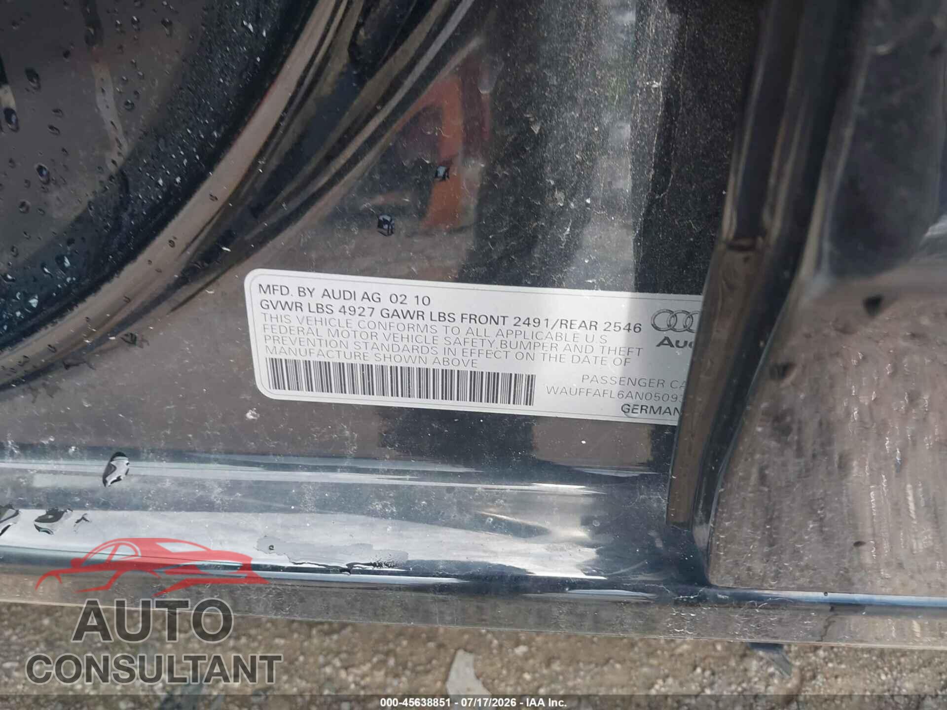 AUDI A4 2010 - WAUFFAFL6AN050936
