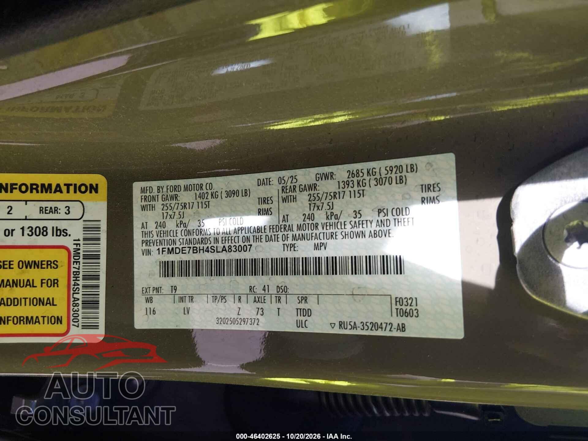 FORD BRONCO 2025 - 1FMDE7BH4SLA83007