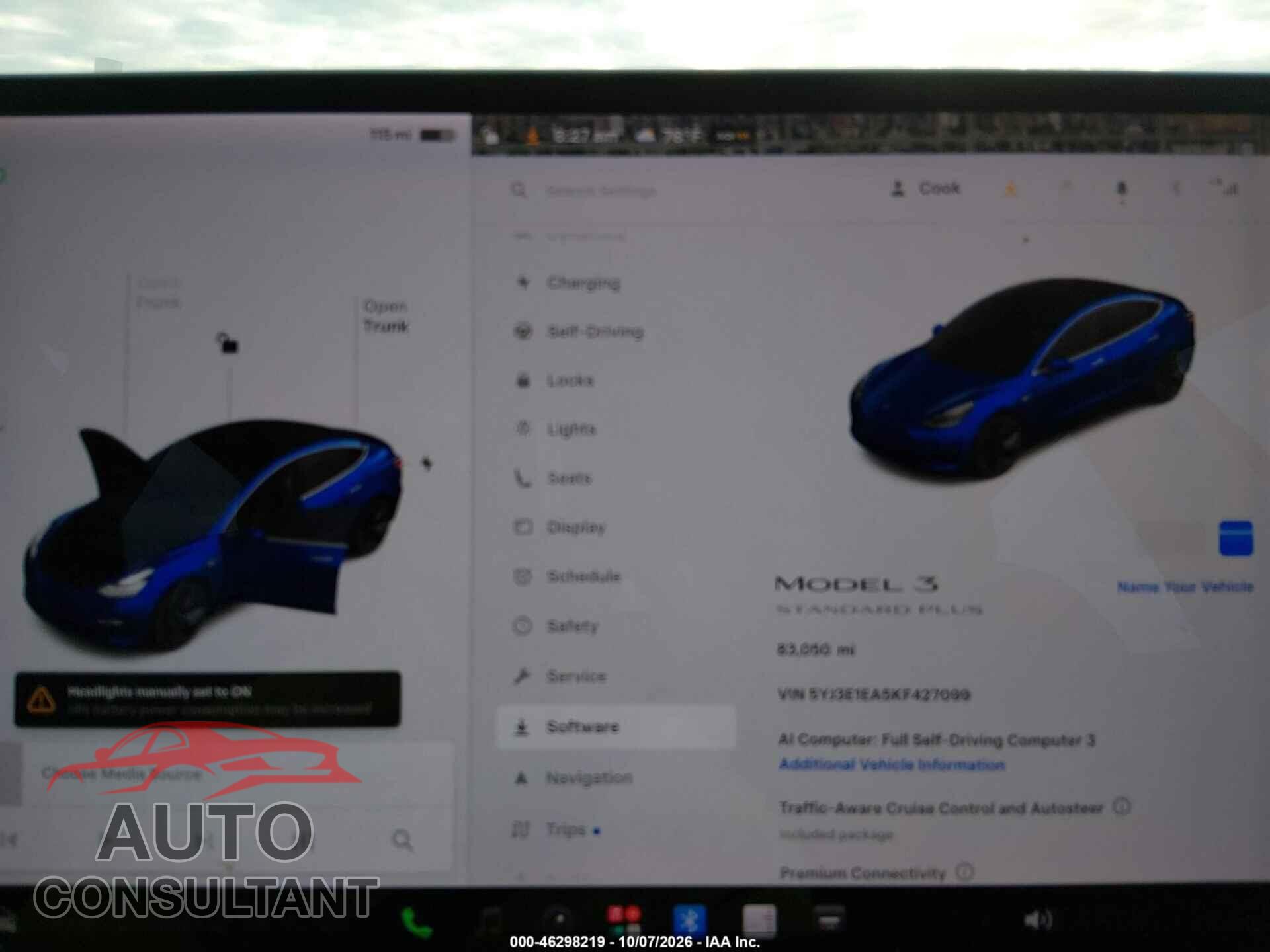 TESLA MODEL 3 2019 - 5YJ3E1EA5KF427099