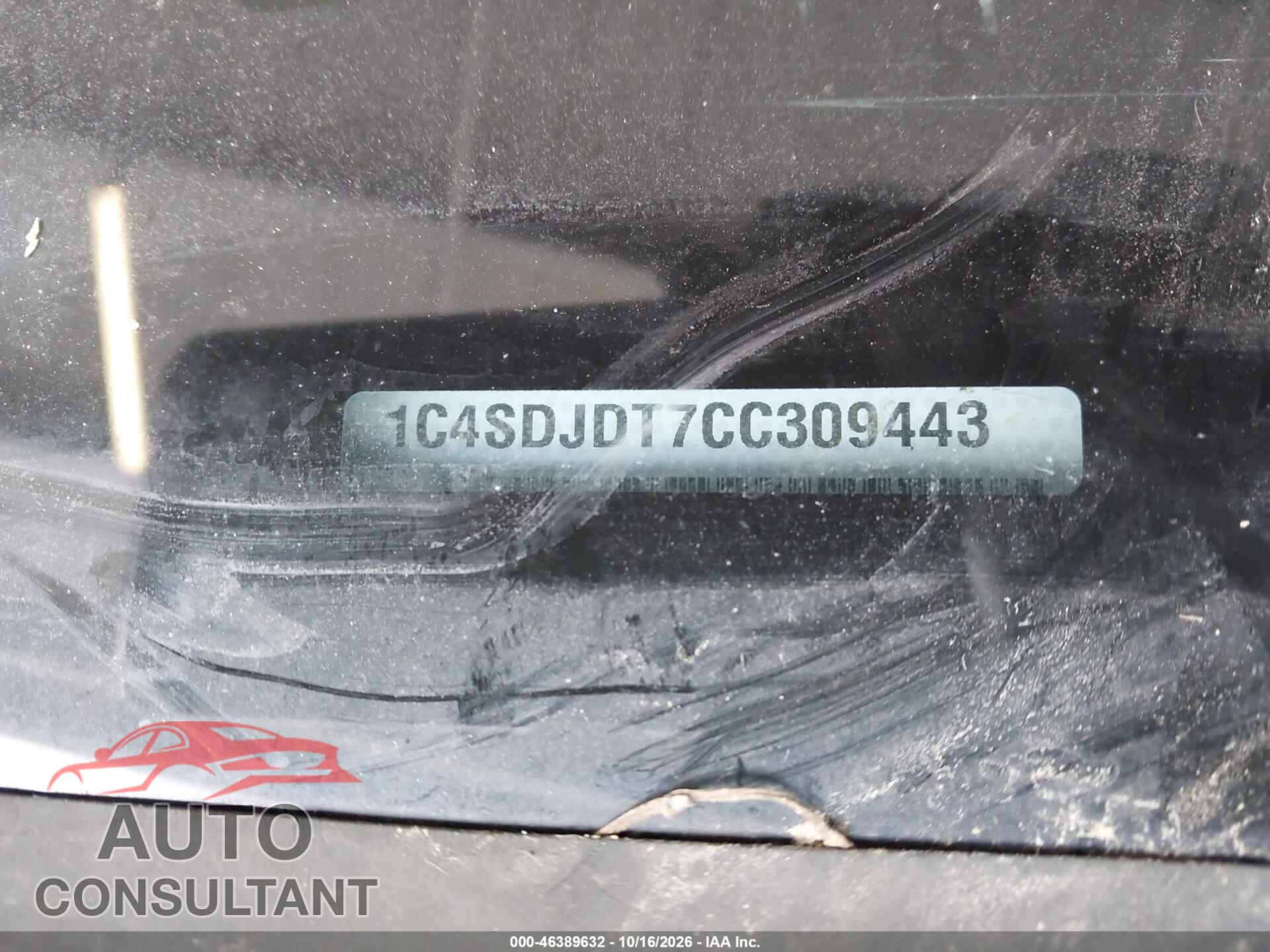 DODGE DURANGO 2012 - 1C4SDJDT7CC309443