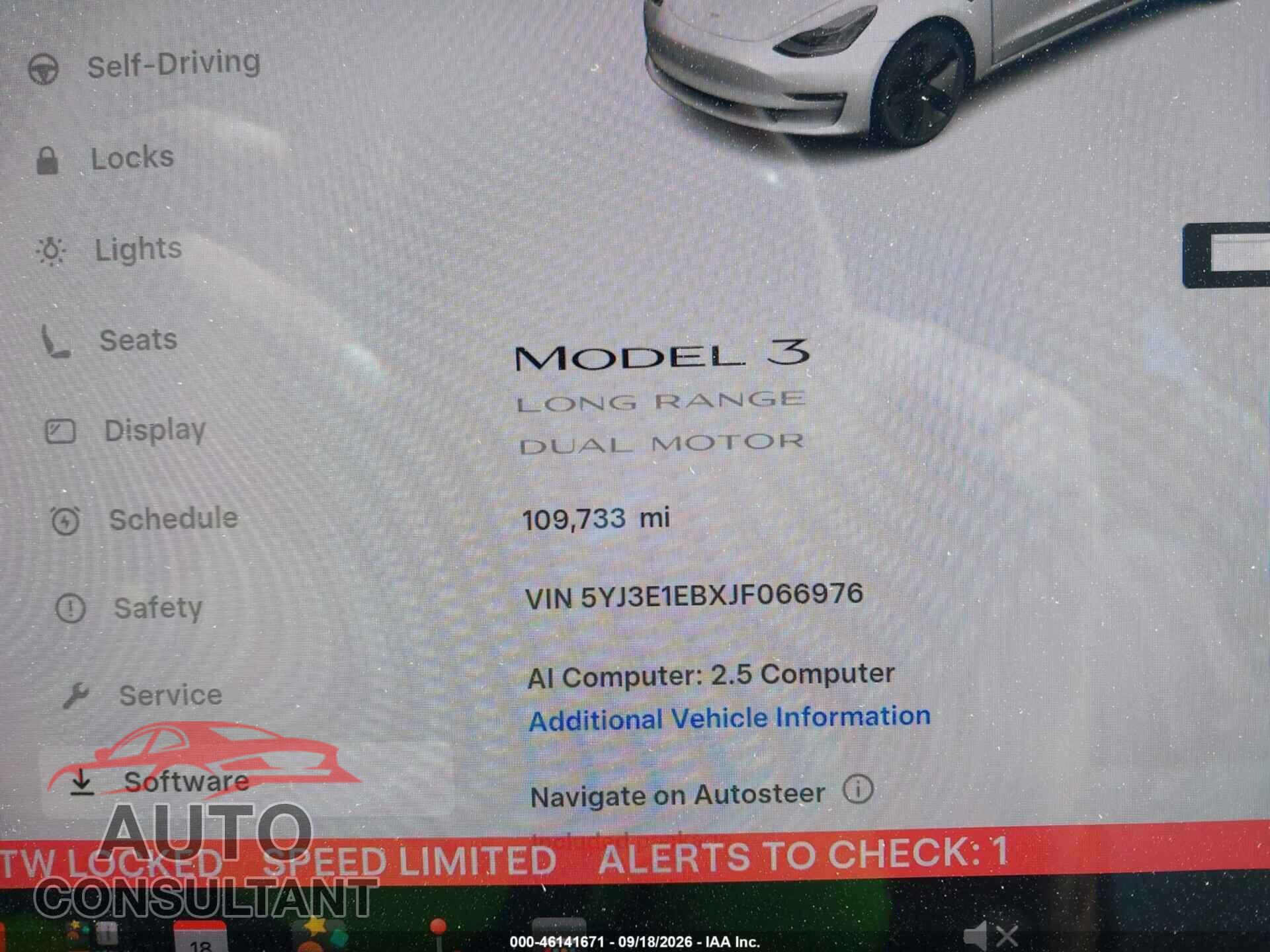 TESLA MODEL 3 2018 - 5YJ3E1EBXJF066976