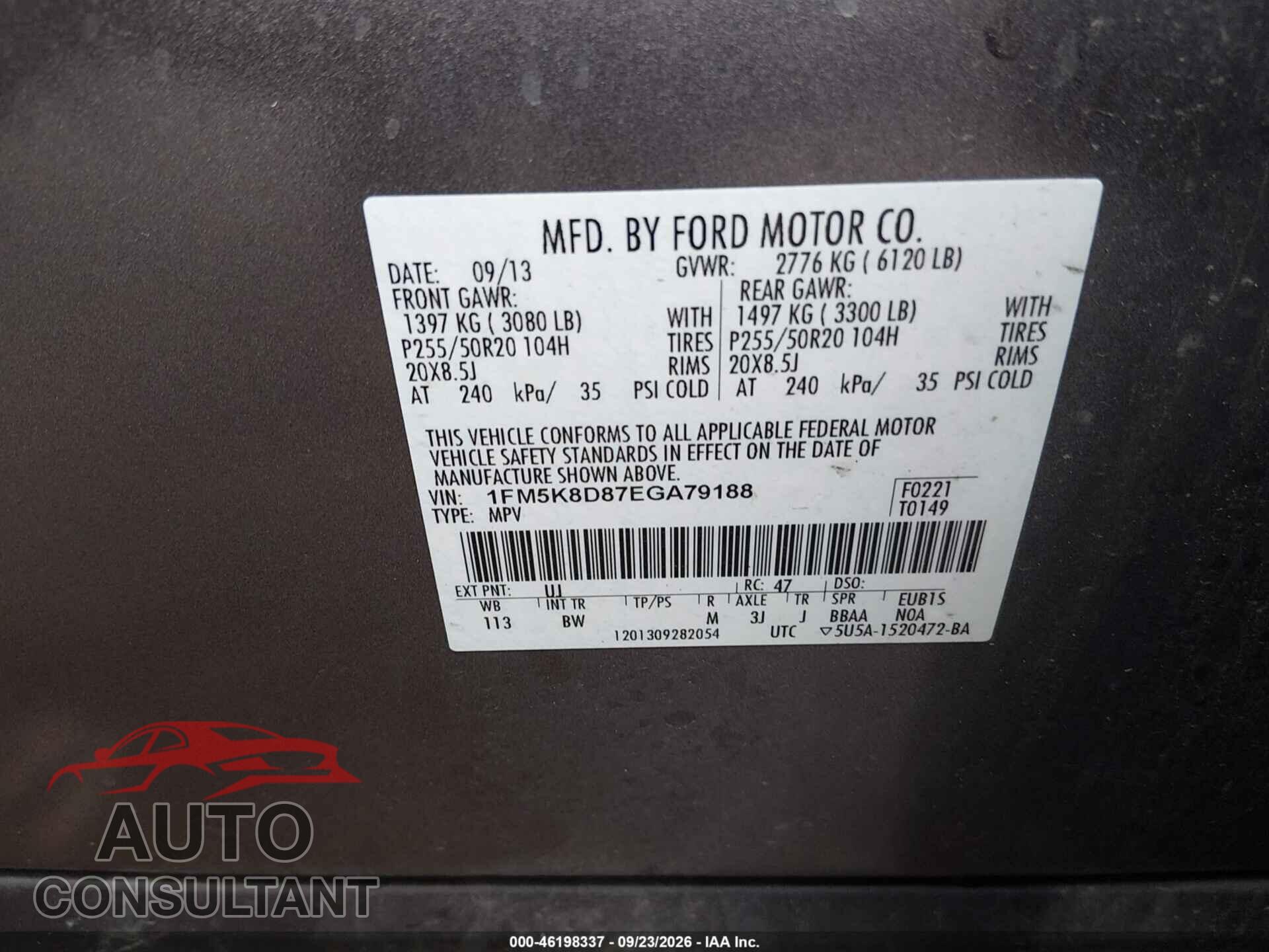 FORD EXPLORER 2014 - 1FM5K8D87EGA79188