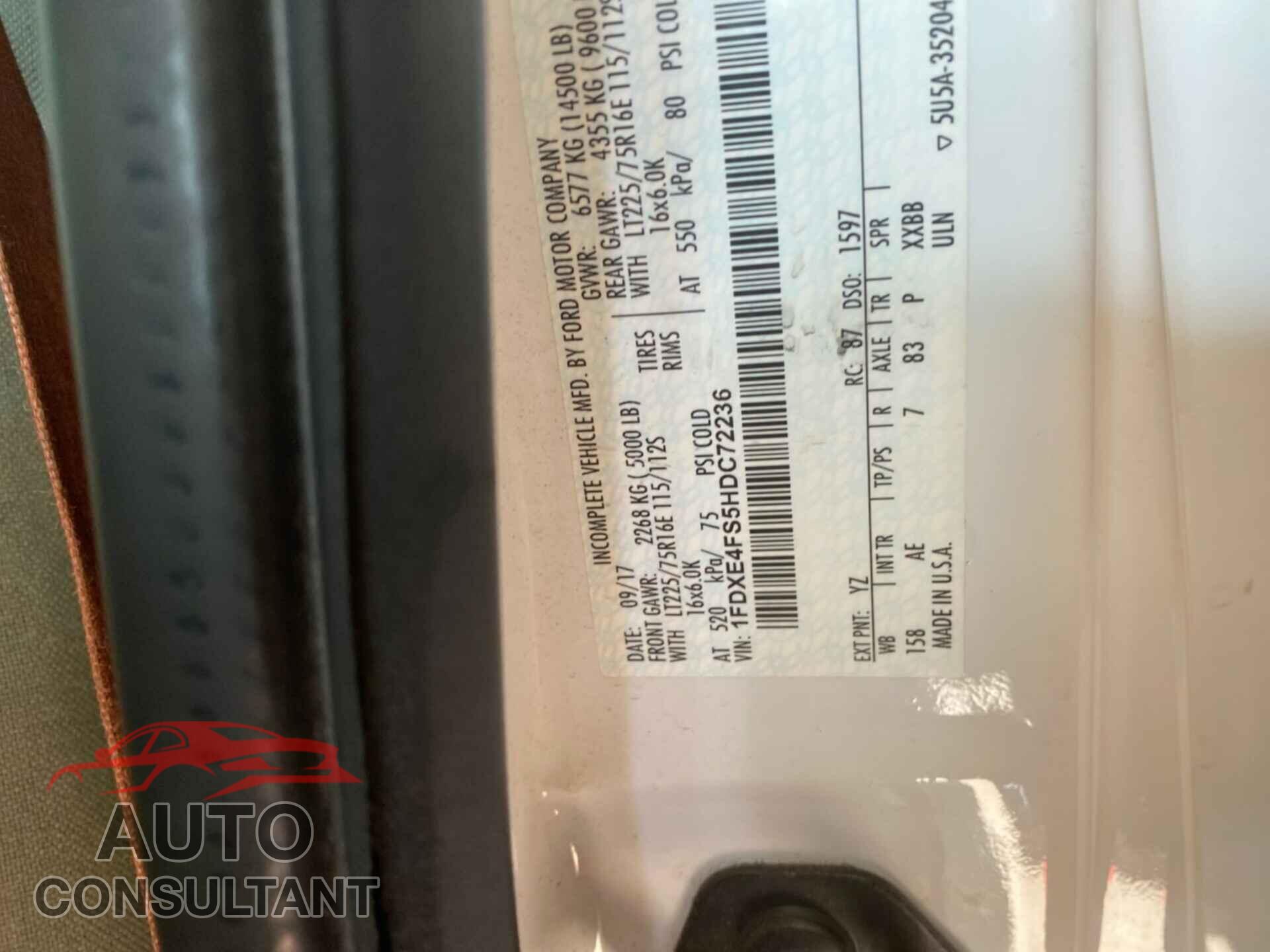 FORD E-450 CUTAWAY 2017 - 1FDXE4FS5HDC72236