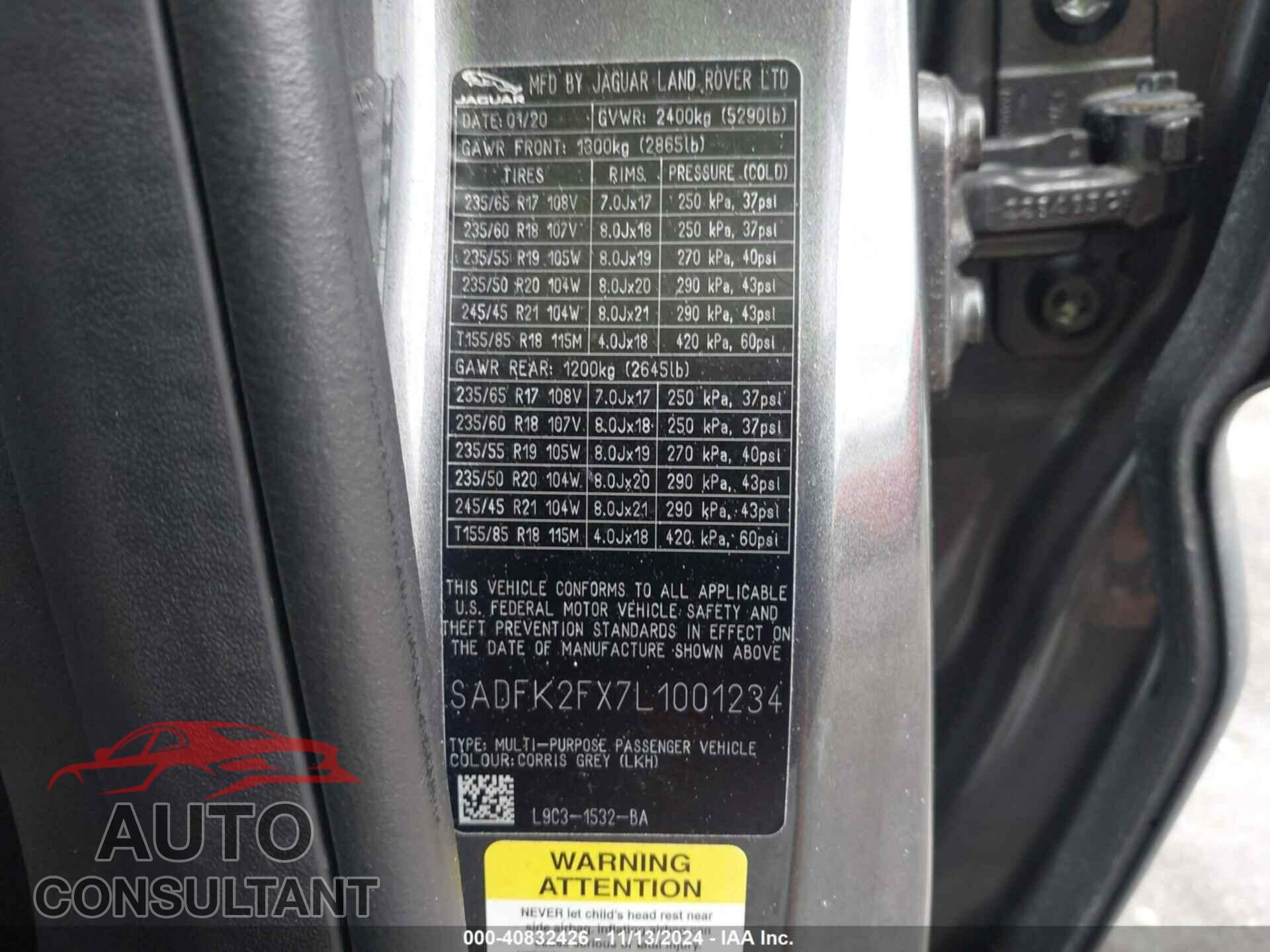 JAGUAR E-PACE 2020 - SADFK2FX7L1001234