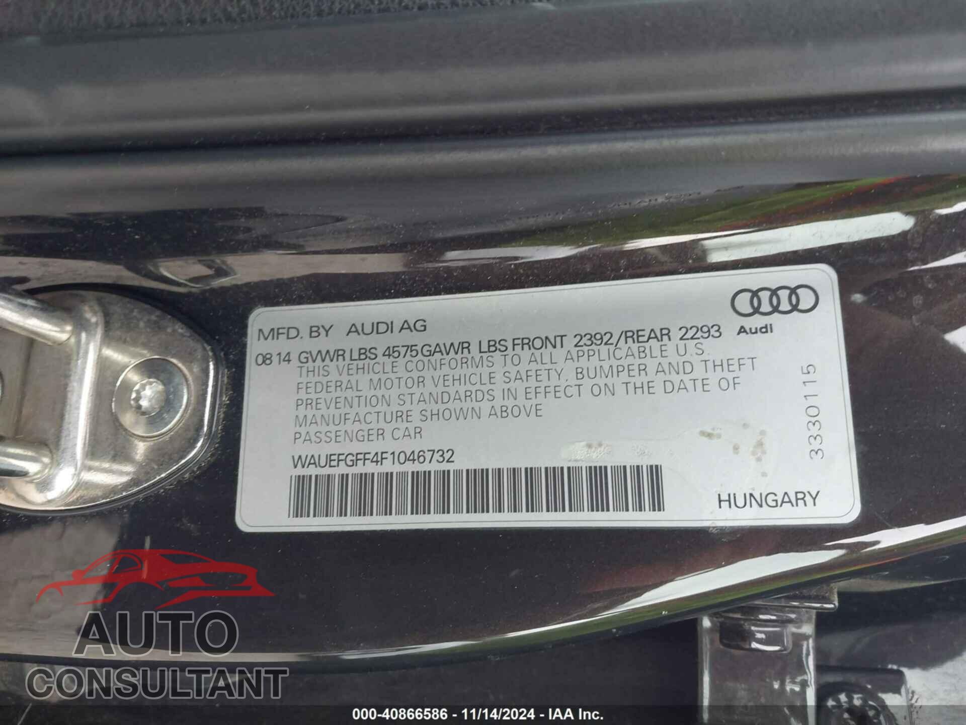 AUDI A3 2015 - WAUEFGFF4F1046732