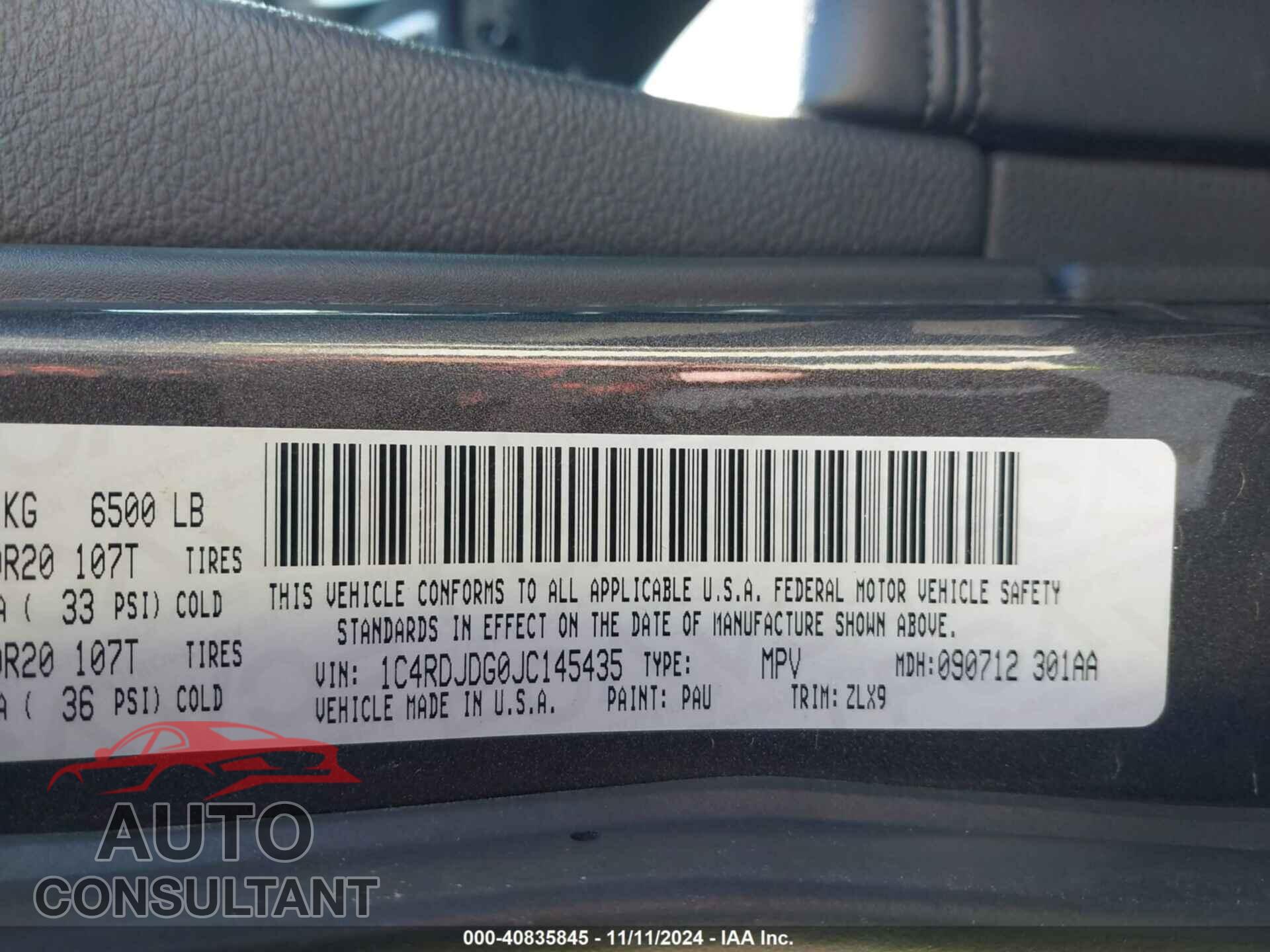 DODGE DURANGO 2018 - 1C4RDJDG0JC145435