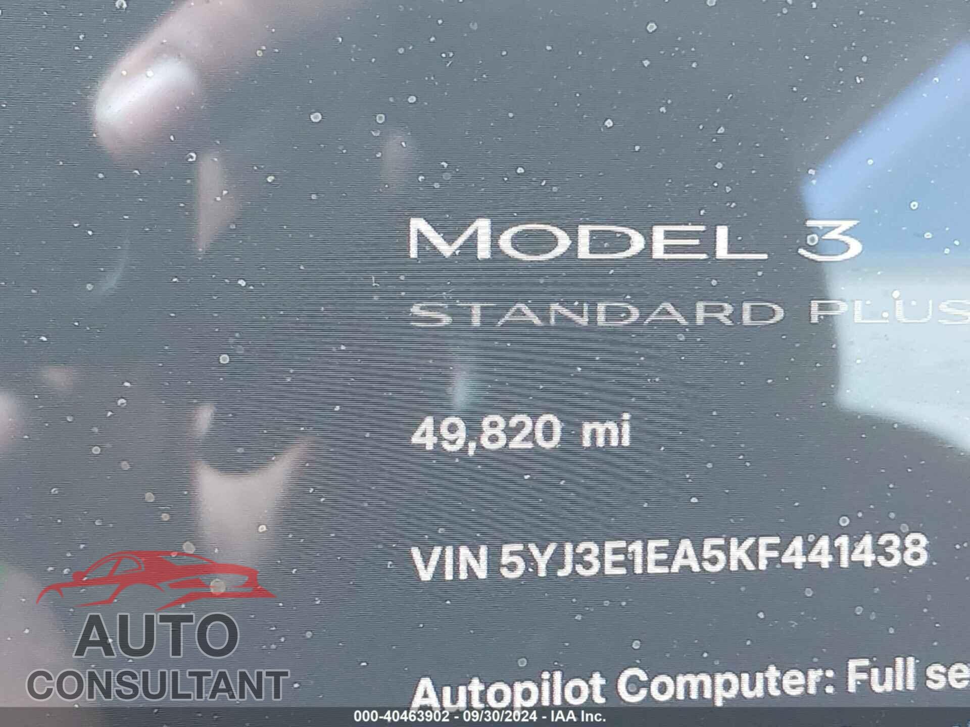 TESLA MODEL 3 2019 - 5YJ3E1EA5KF441438