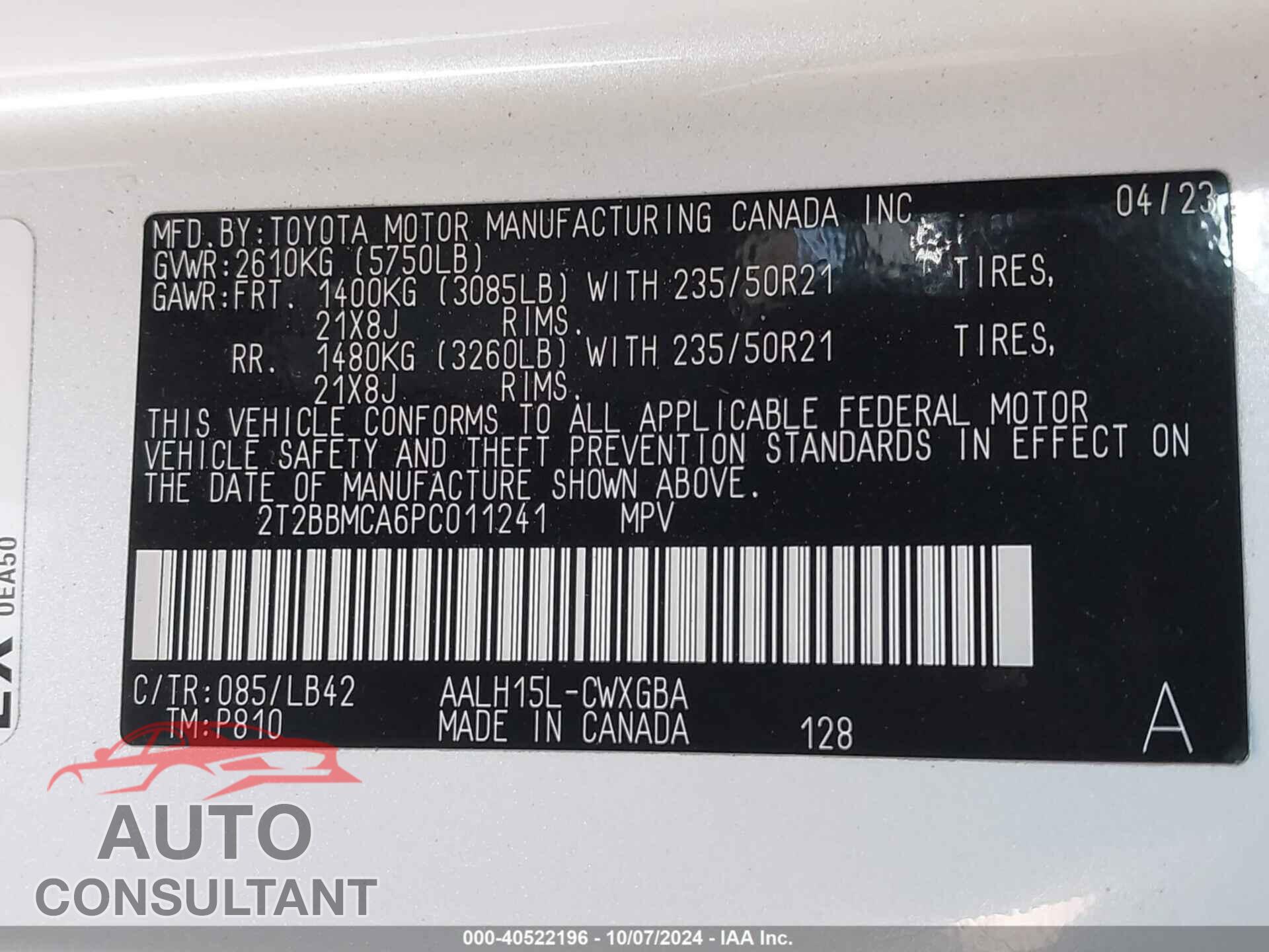 LEXUS RX 350H 2023 - 2T2BBMCA6PC011241