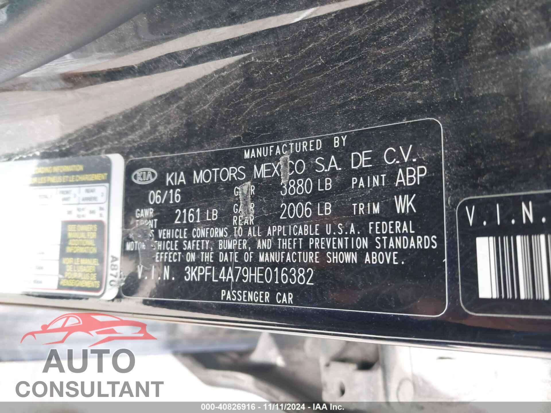 KIA FORTE 2017 - 3KPFL4A79HE016382