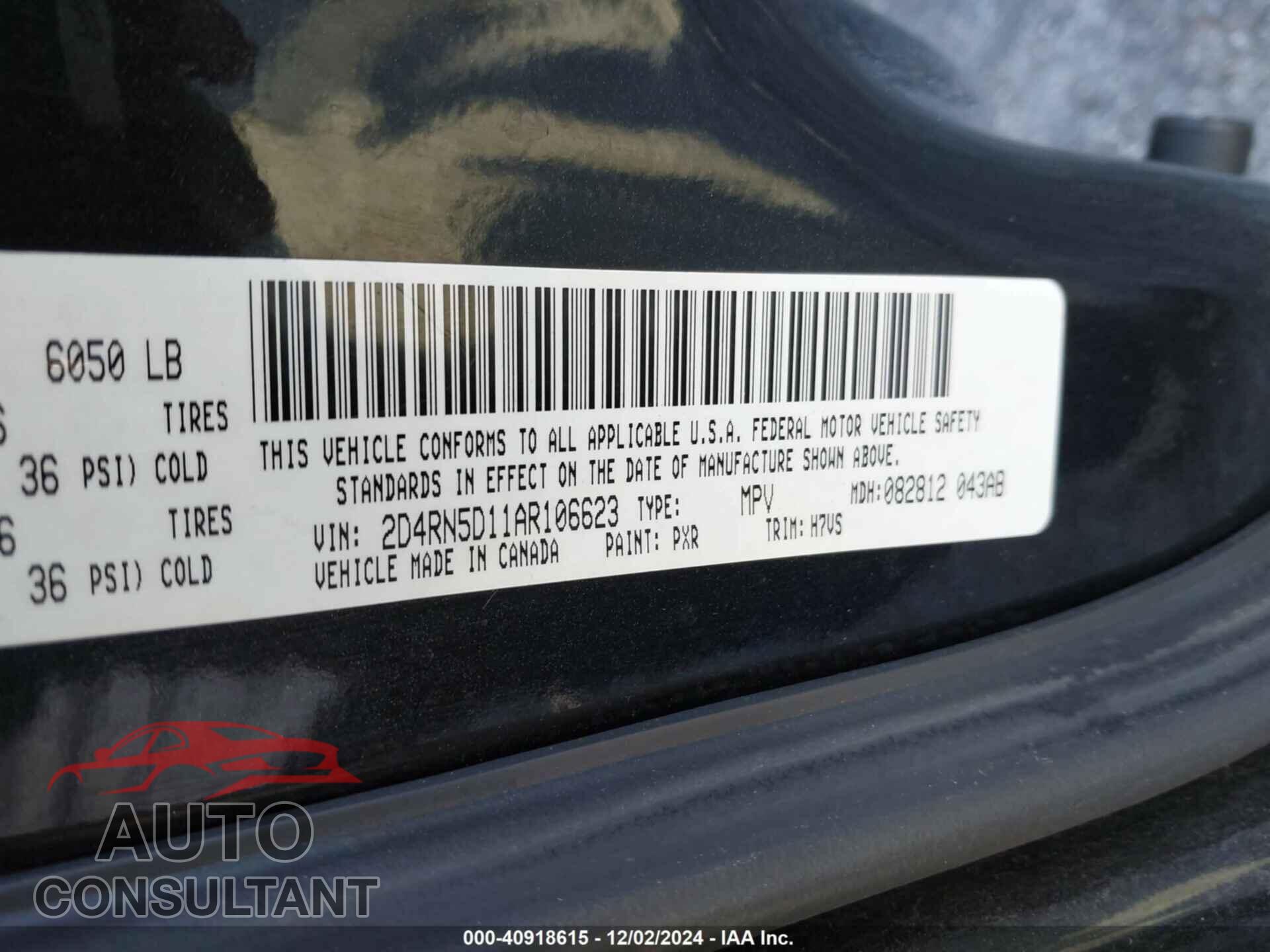 DODGE GRAND CARAVAN 2010 - 2D4RN5D11AR106623