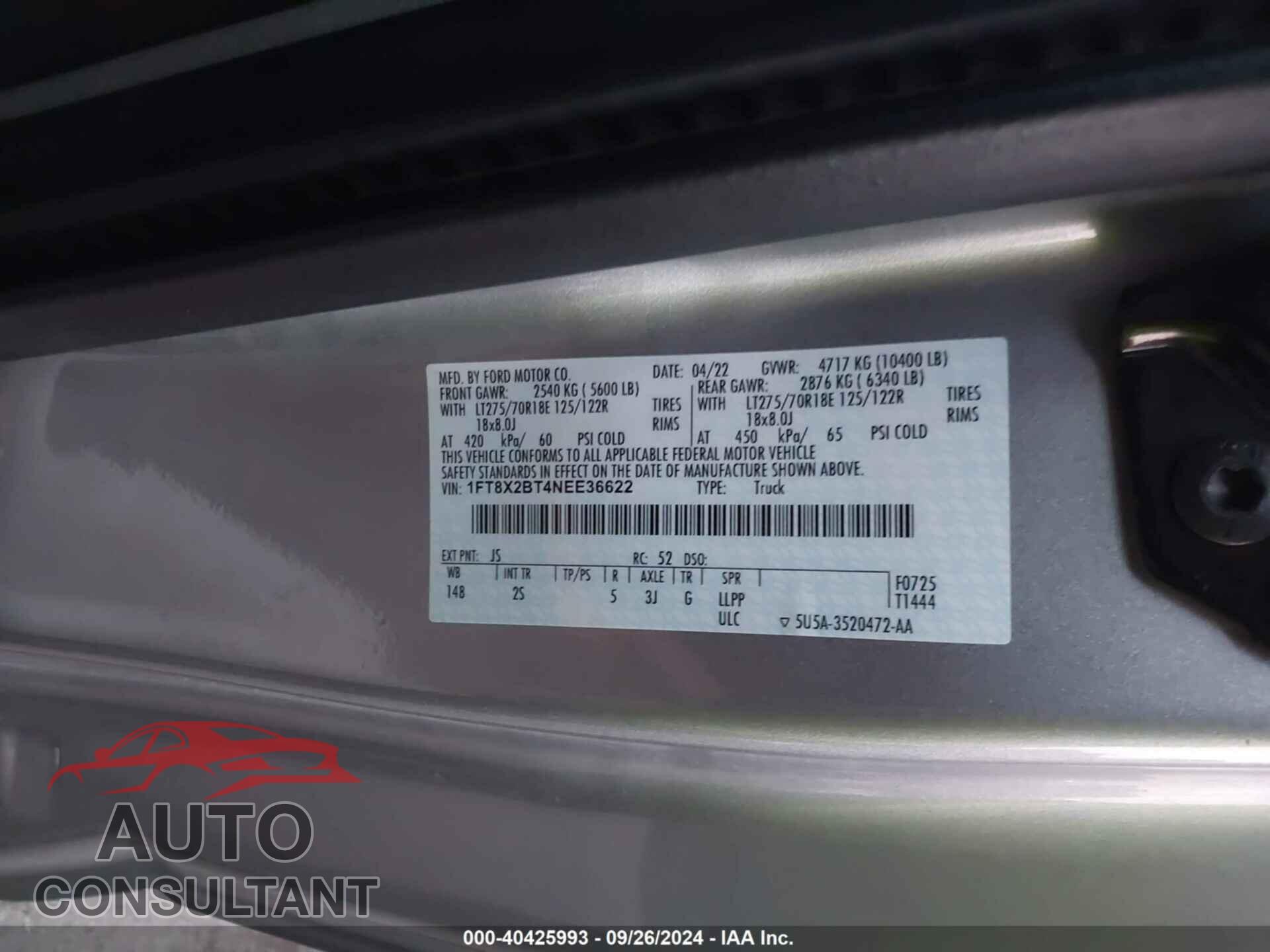 FORD F-250 2022 - 1FT8X2BT4NEE36622
