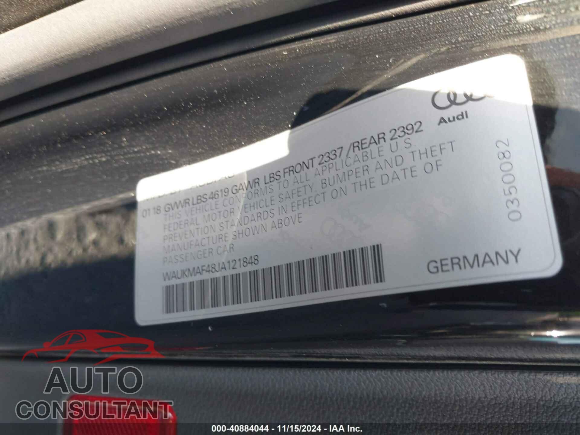 AUDI A4 2018 - WAUKMAF48JA121848