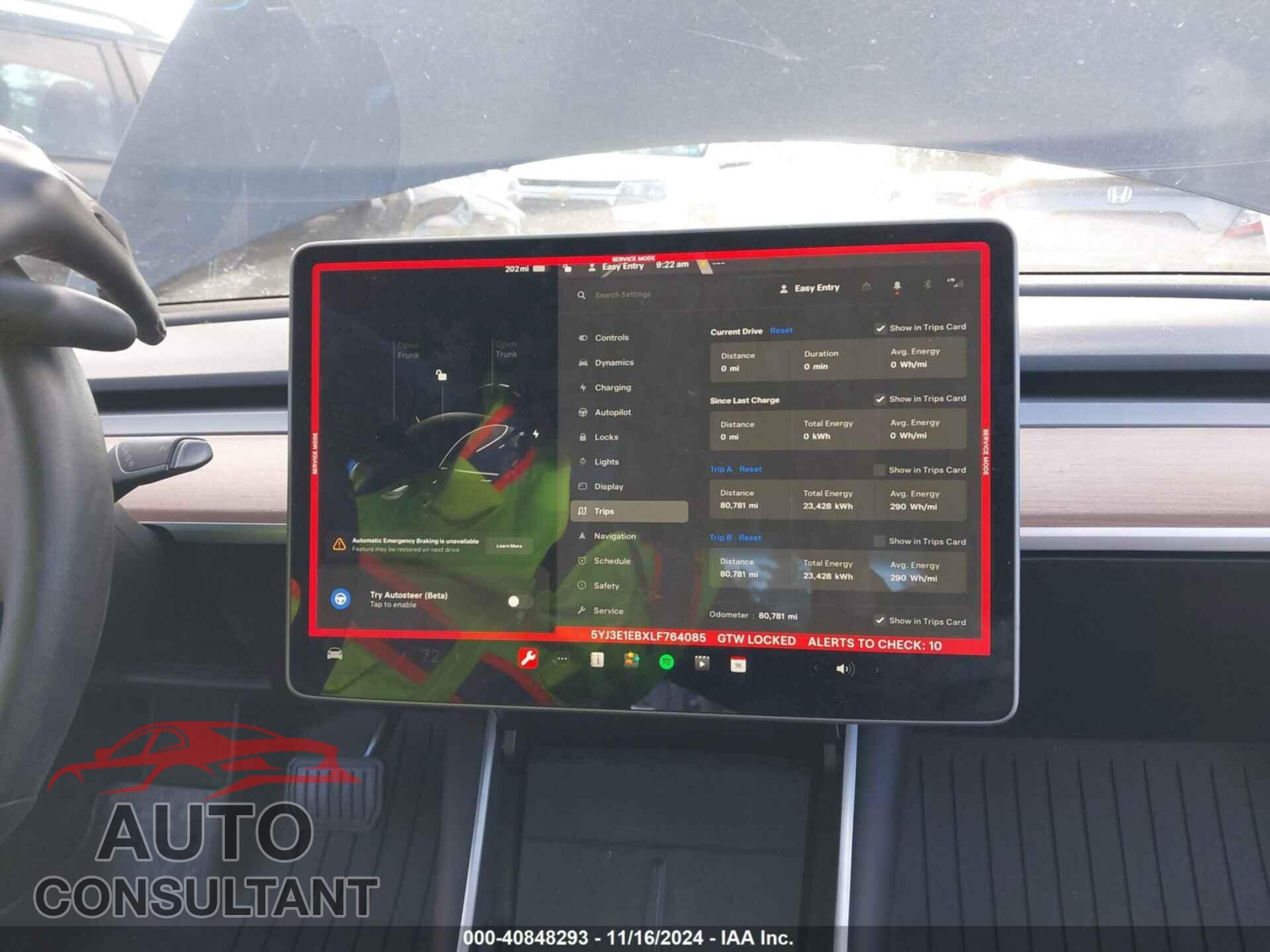 TESLA MODEL 3 2020 - 5YJ3E1EBXLF764085