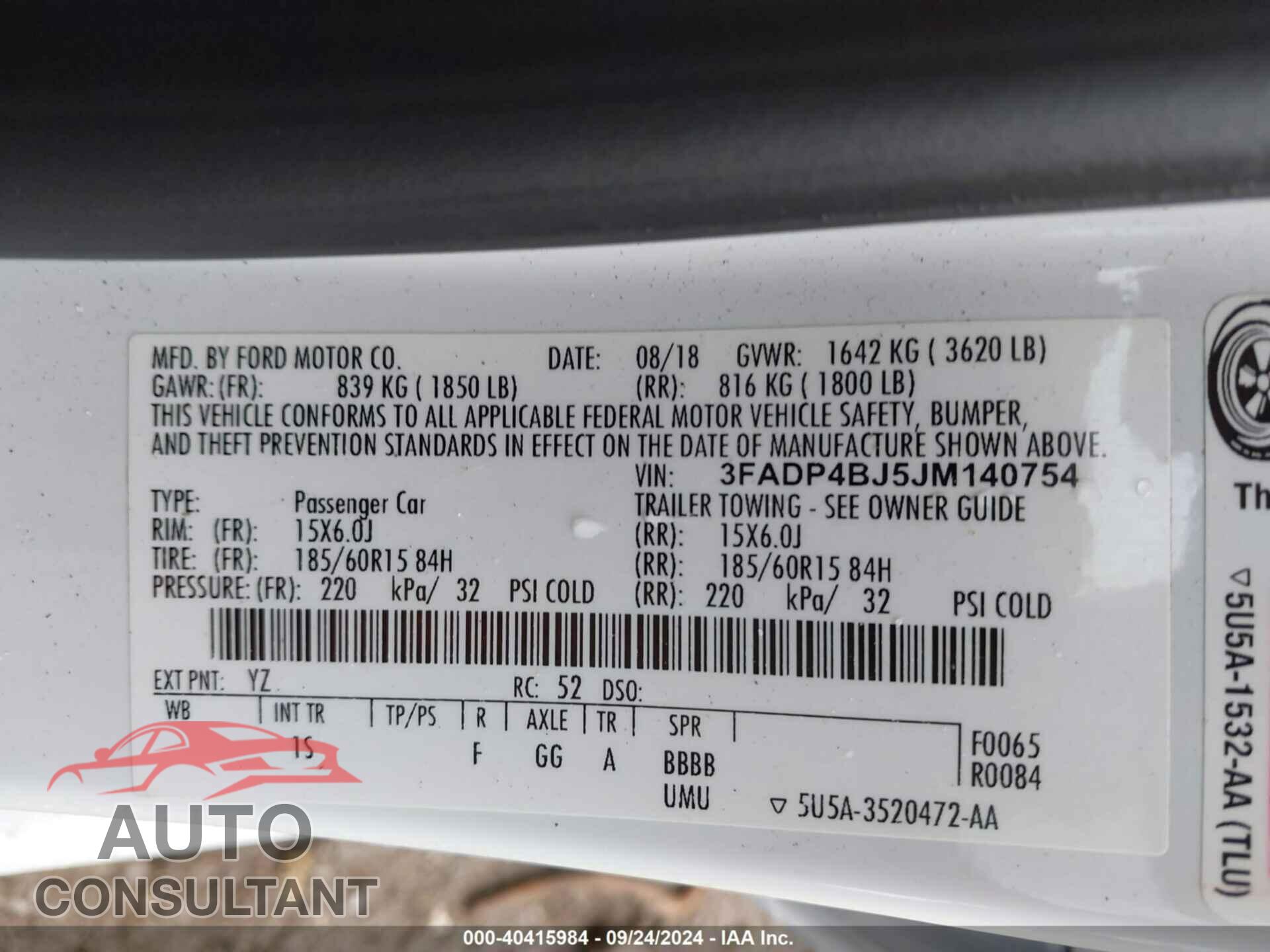 FORD FIESTA 2018 - 3FADP4BJ5JM140754