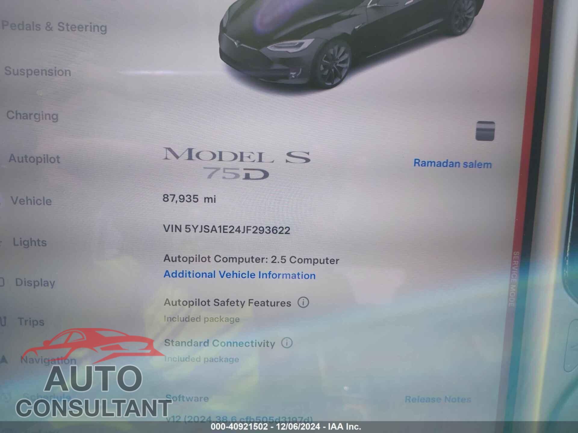 TESLA MODEL S 2018 - 5YJSA1E24JF293622