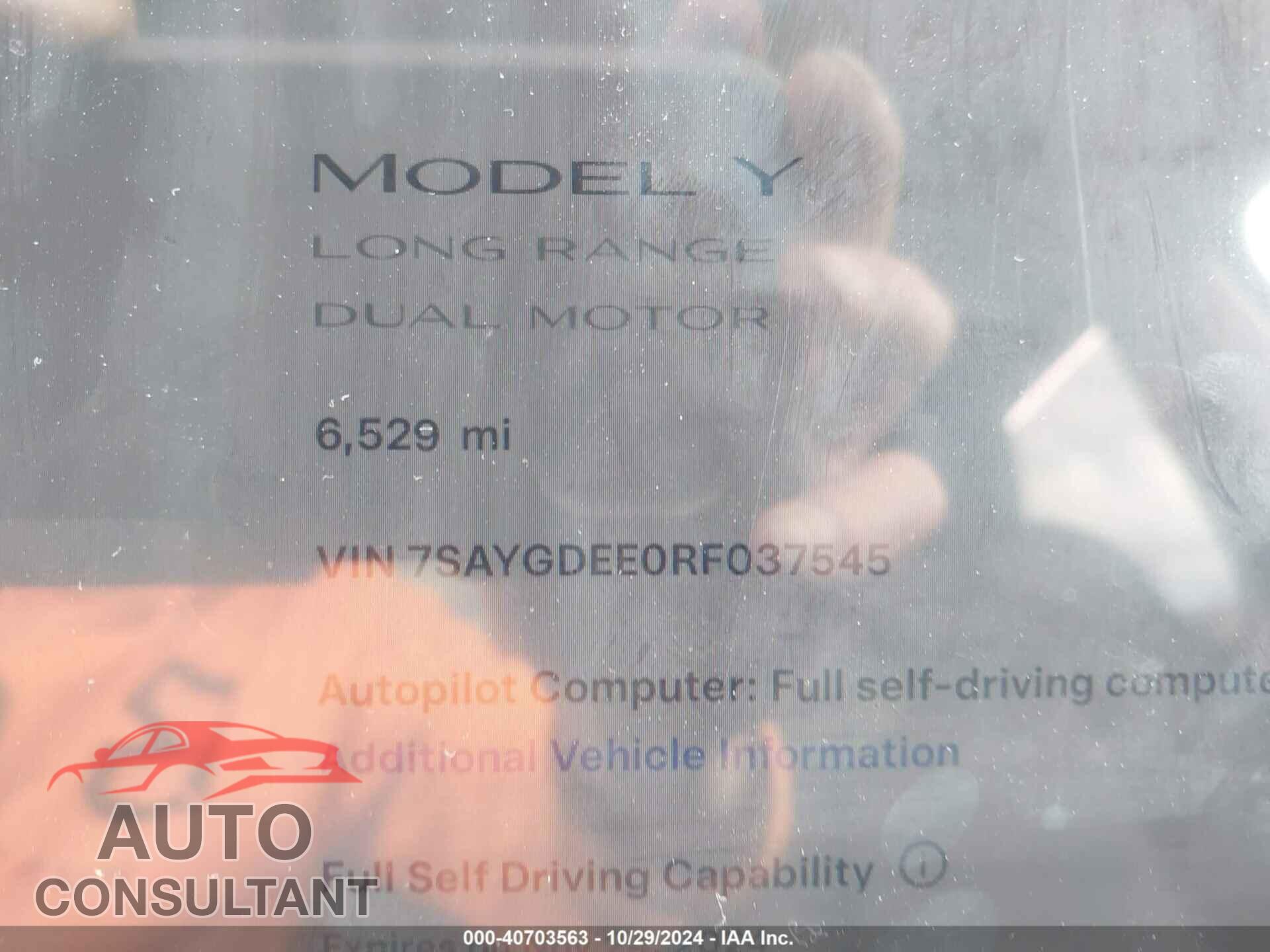 TESLA MODEL Y 2024 - 7SAYGDEE0RF037545