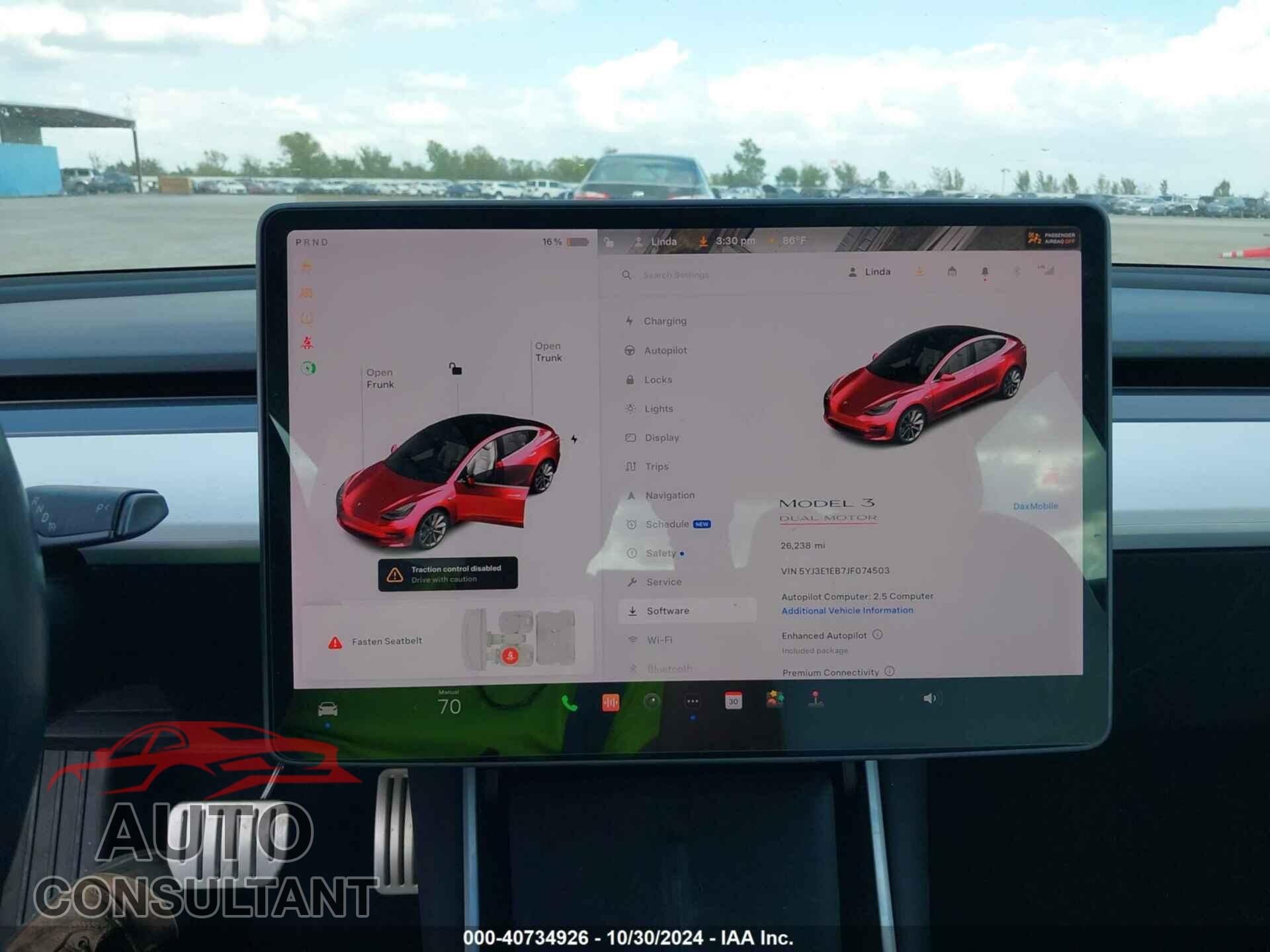 TESLA MODEL 3 2018 - 5YJ3E1EB7JF074503