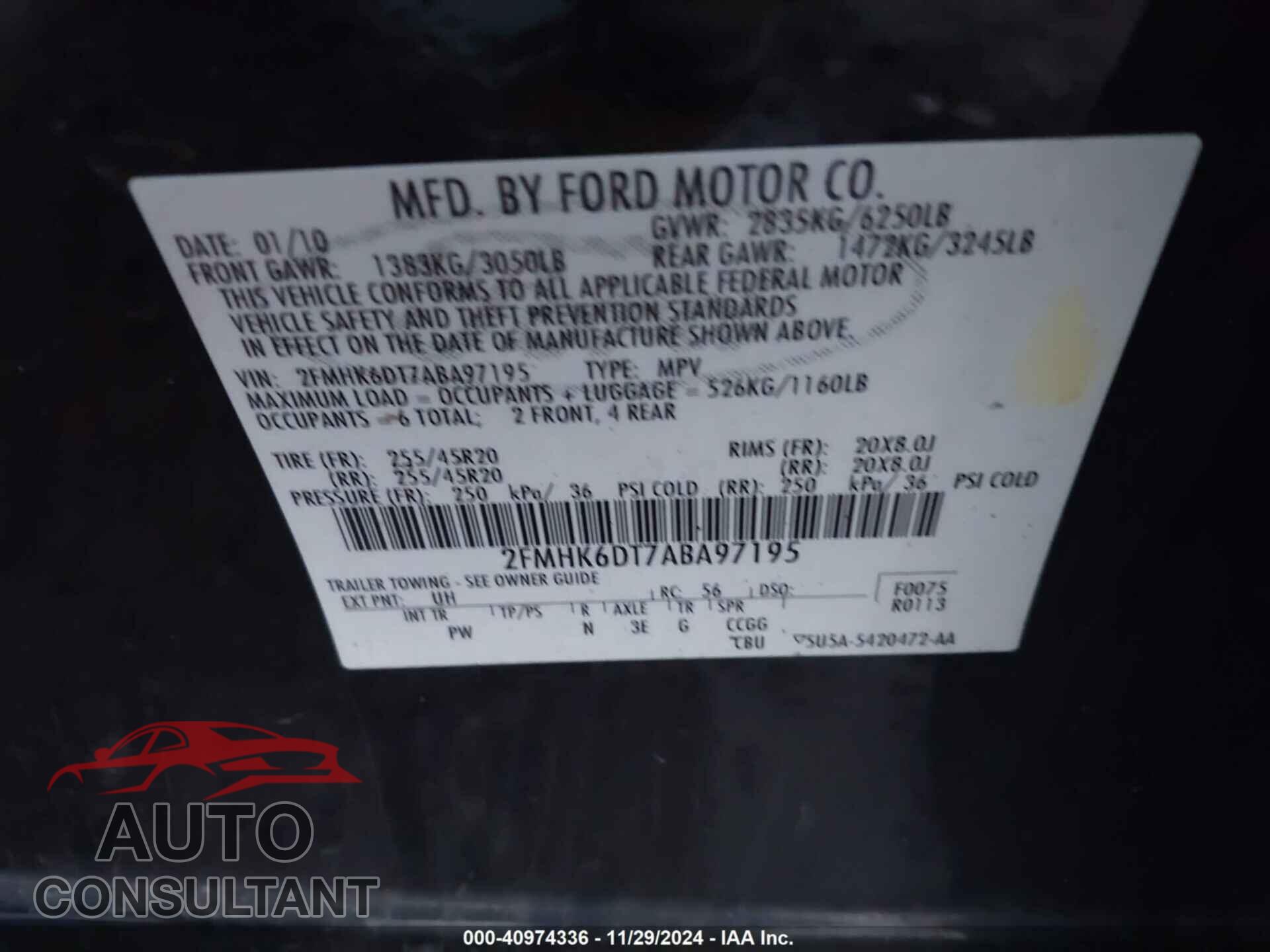FORD FLEX 2010 - 2FMHK6DT7ABA97195