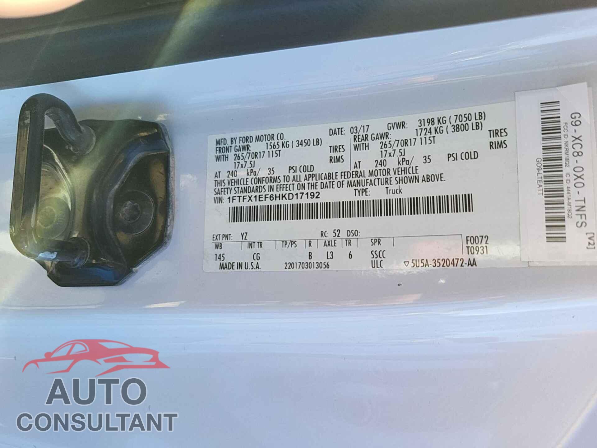 FORD F150 2017 - 1FTFX1EF6HKD17192