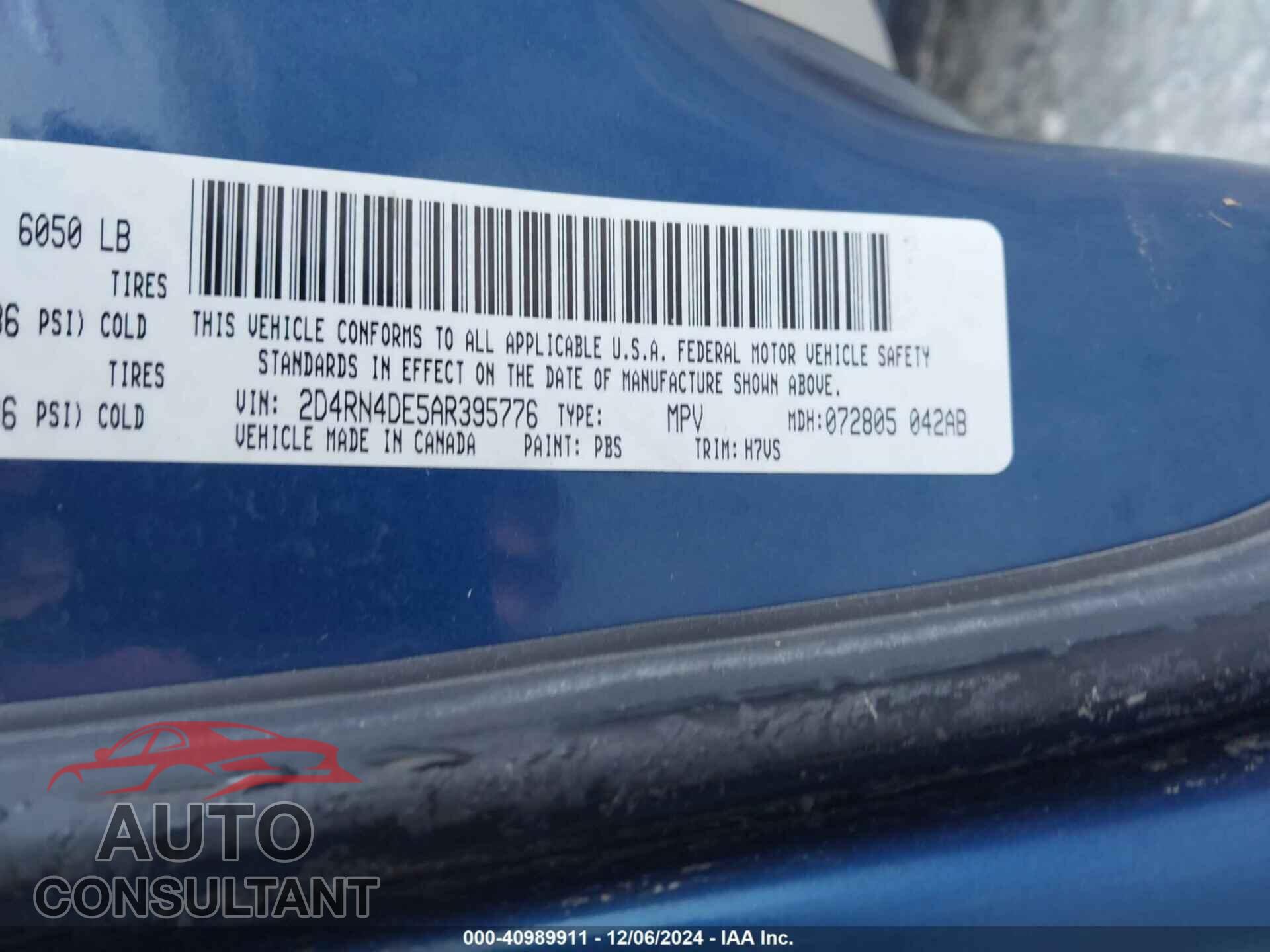 DODGE GRAND CARAVAN 2010 - 2D4RN4DE5AR395776
