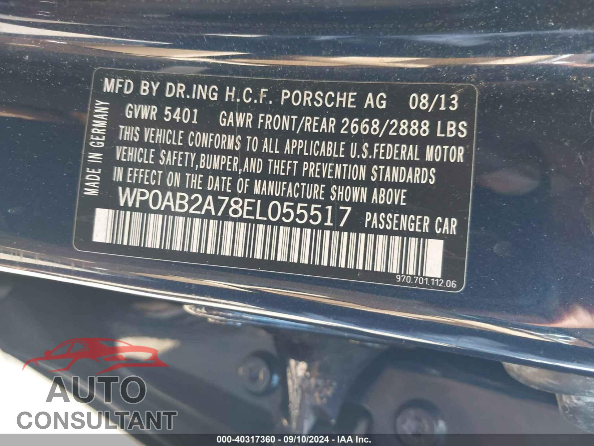 PORSCHE PANAMERA 2014 - WP0AB2A78EL055517