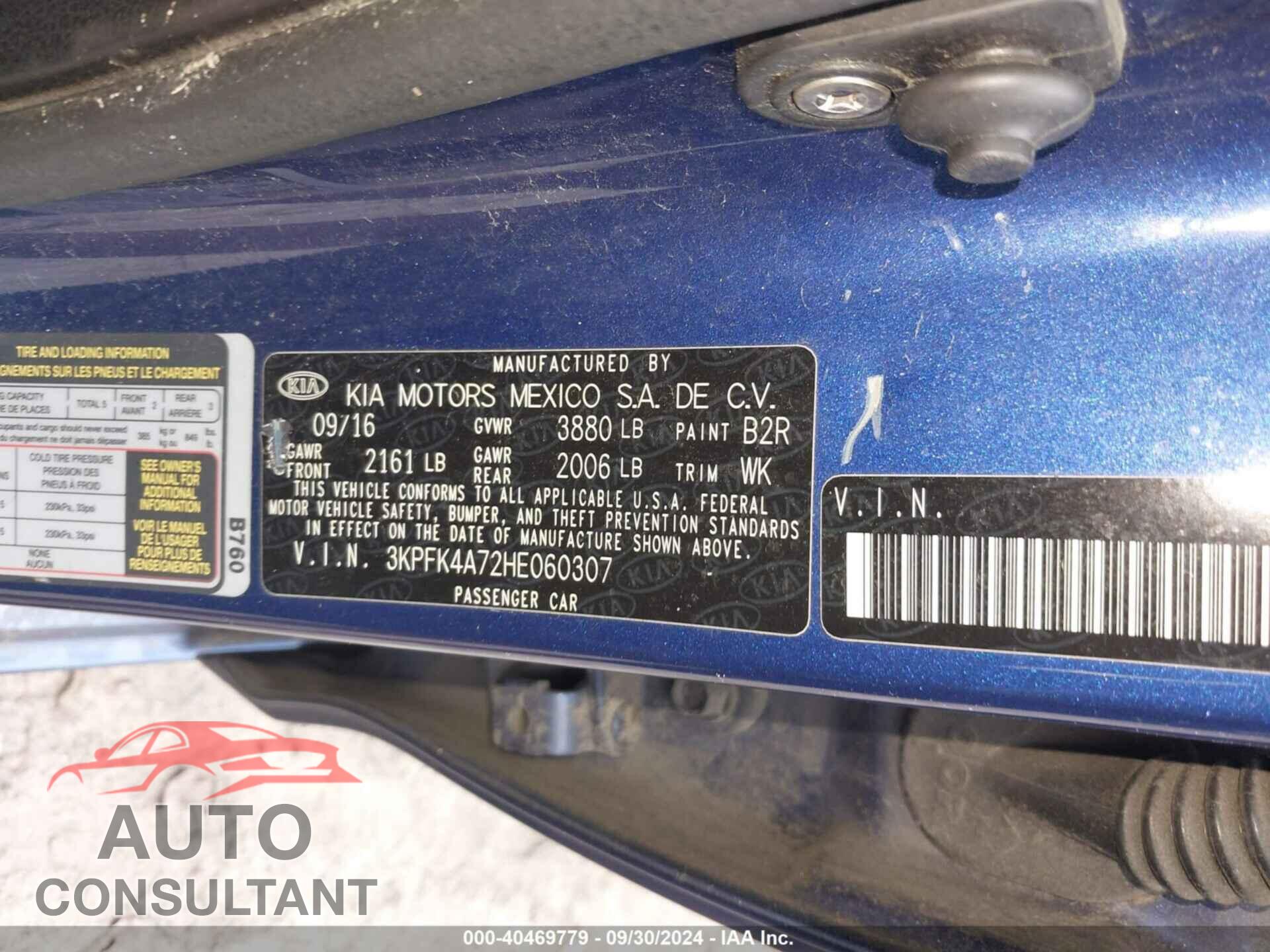 KIA FORTE 2017 - 3KPFK4A72HE060307