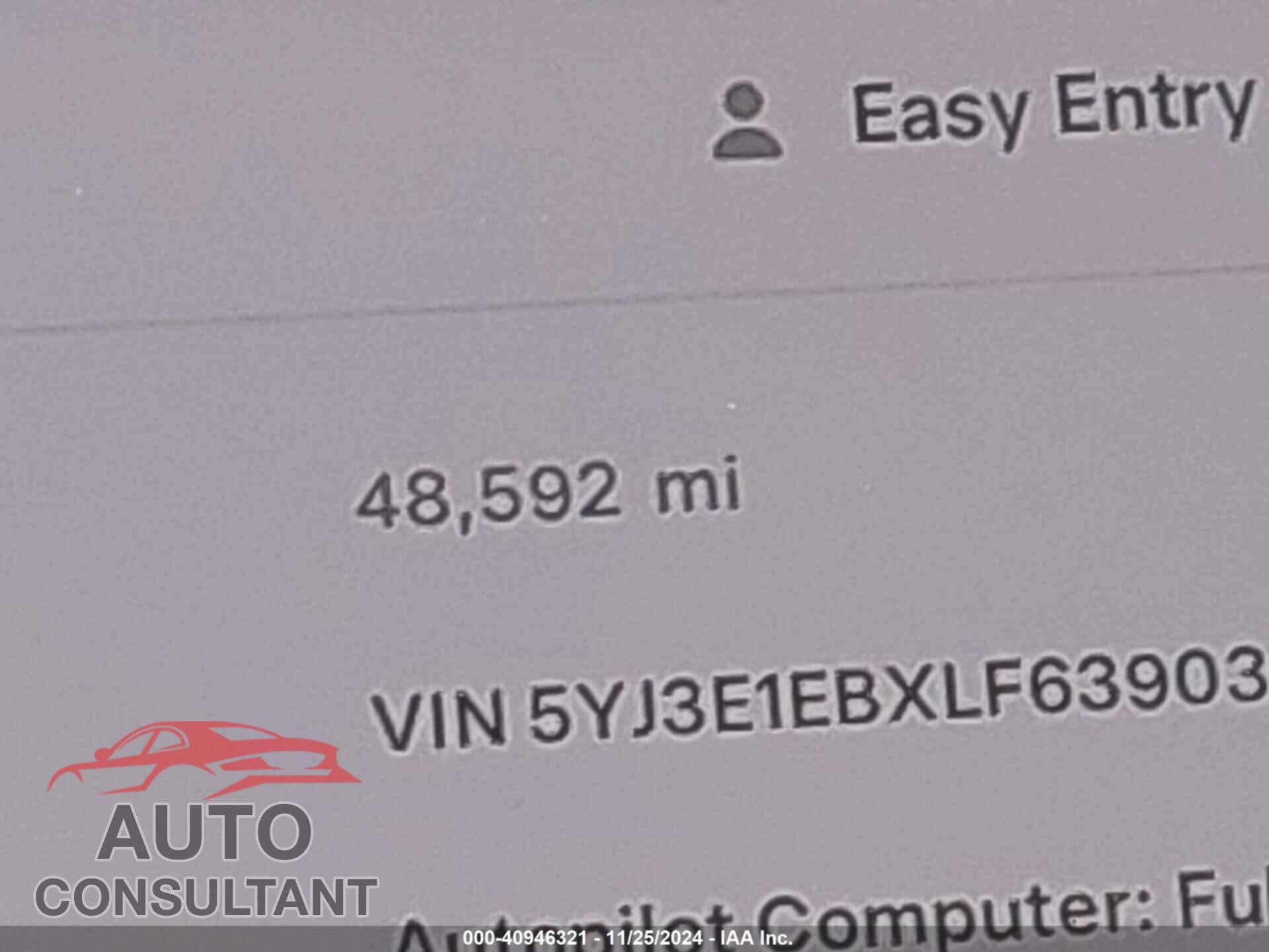 TESLA MODEL 3 2020 - 5YJ3E1EBXLF639037