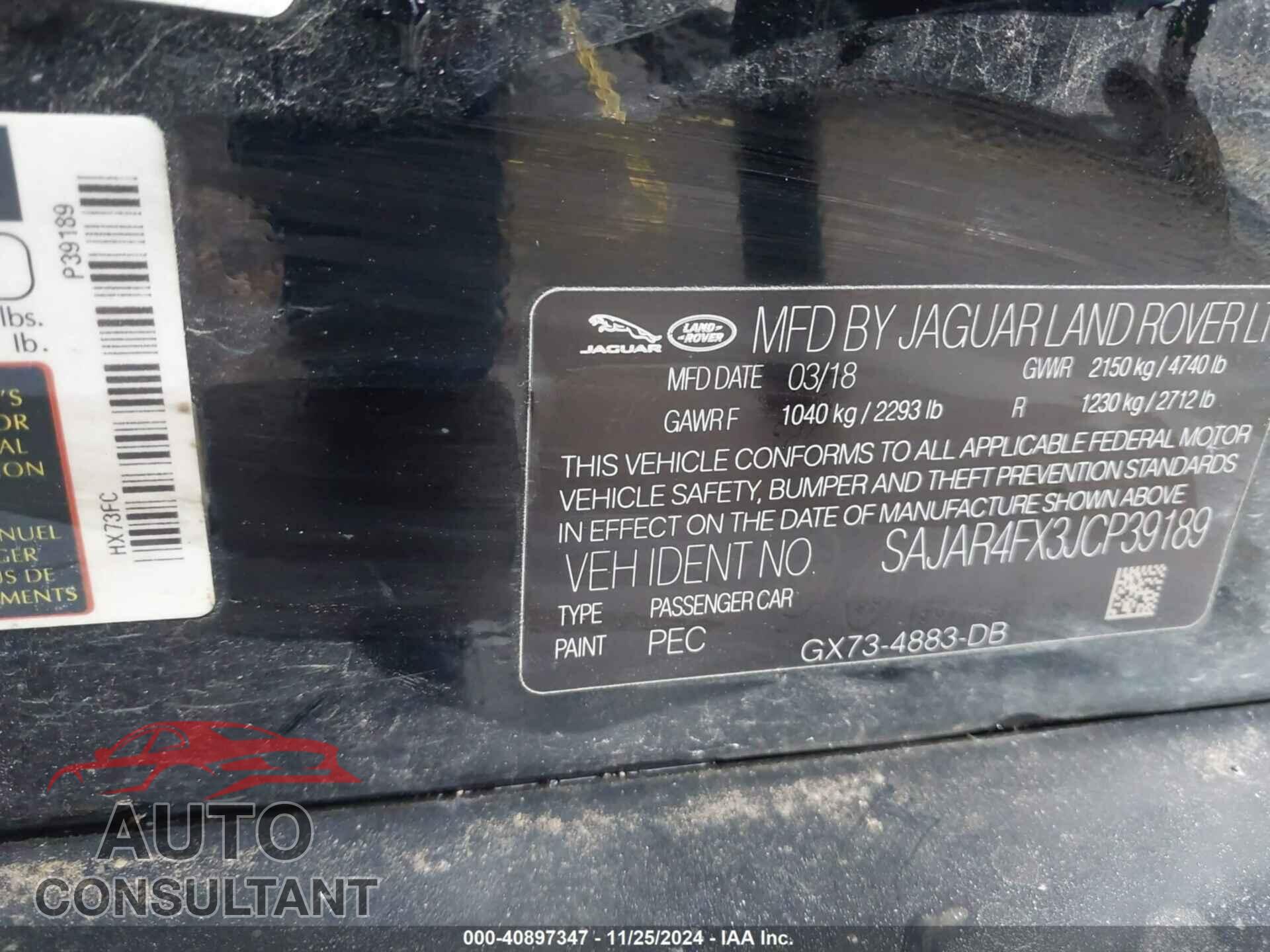 JAGUAR XE 2018 - SAJAR4FX3JCP39189