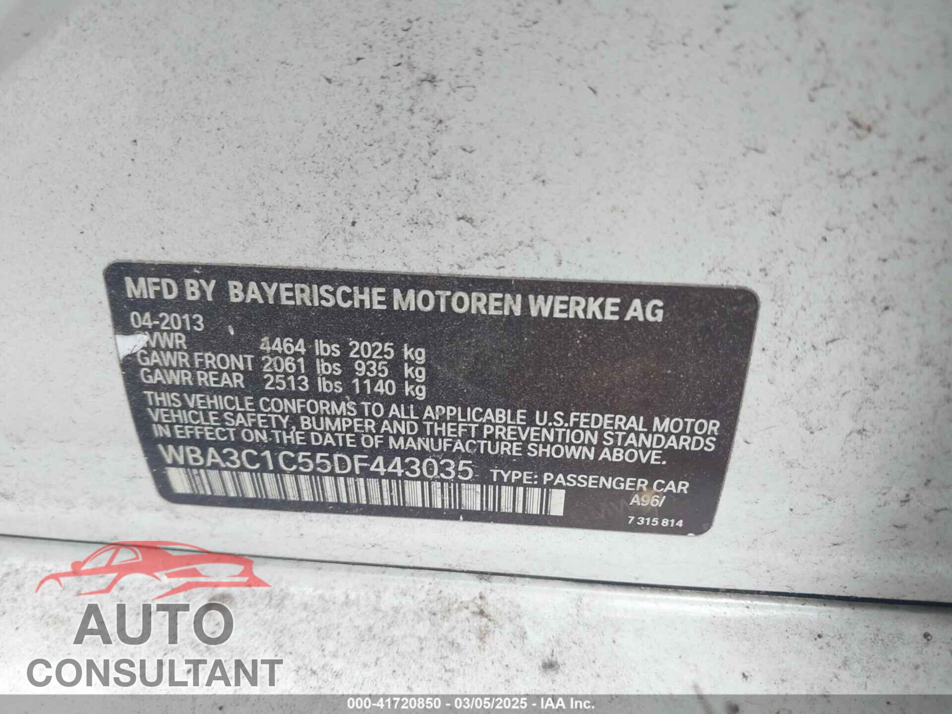 BMW 328I 2013 - WBA3C1C55DF443035