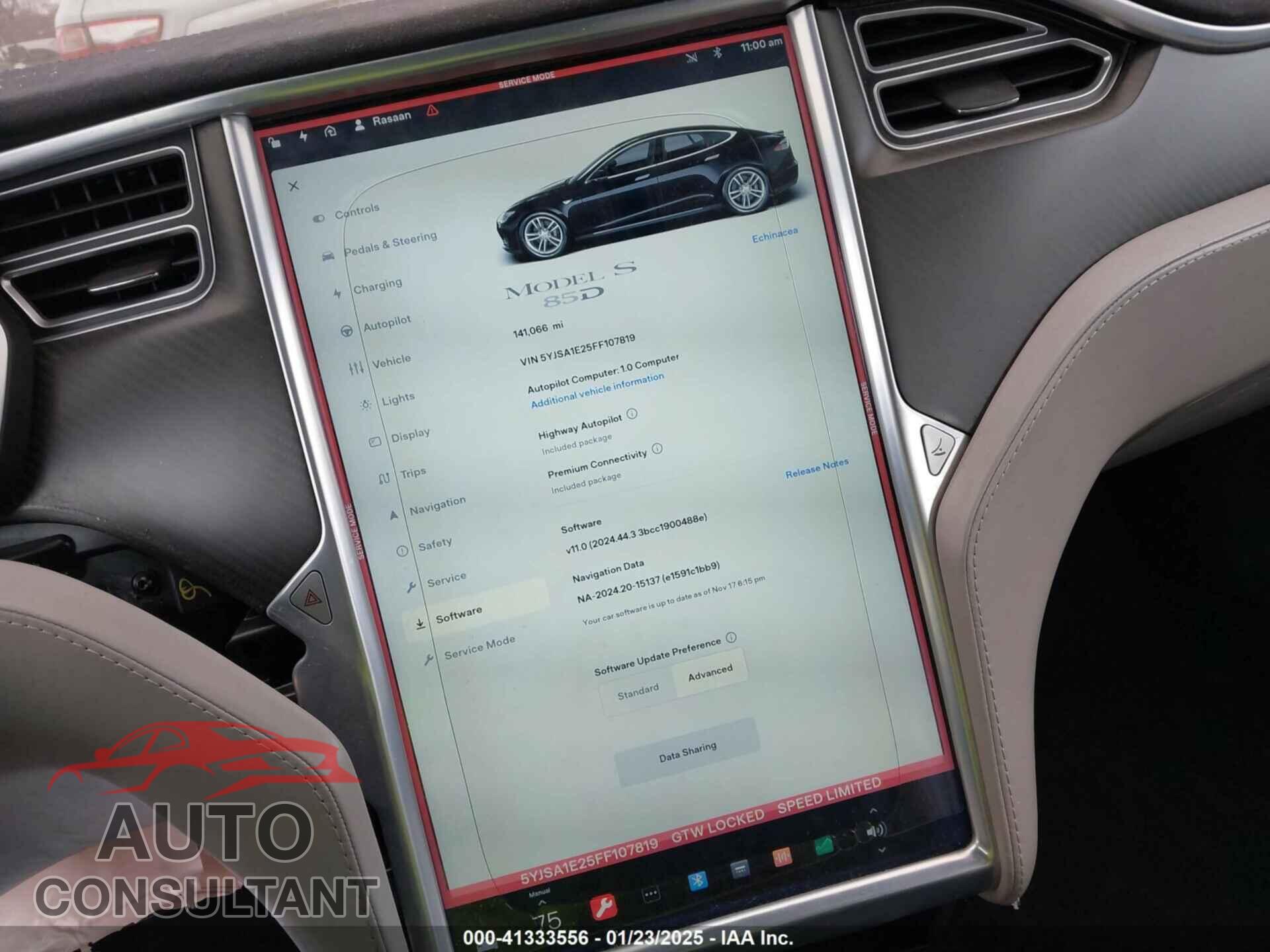 TESLA MODEL S 2015 - 5YJSA1E25FF107819