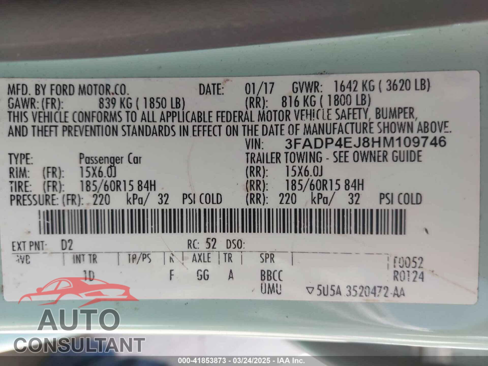 FORD FIESTA 2017 - 3FADP4EJ8HM109746