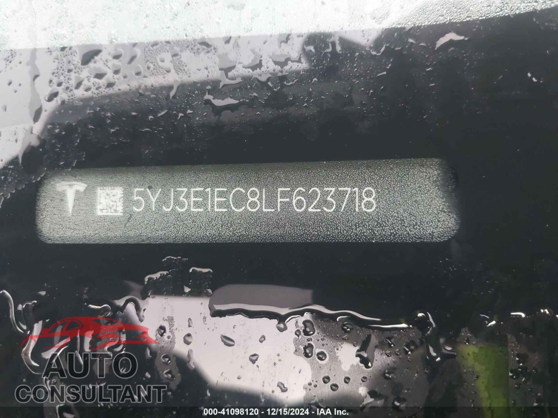 TESLA MODEL 3 2020 - 5YJ3E1EC8LF623718