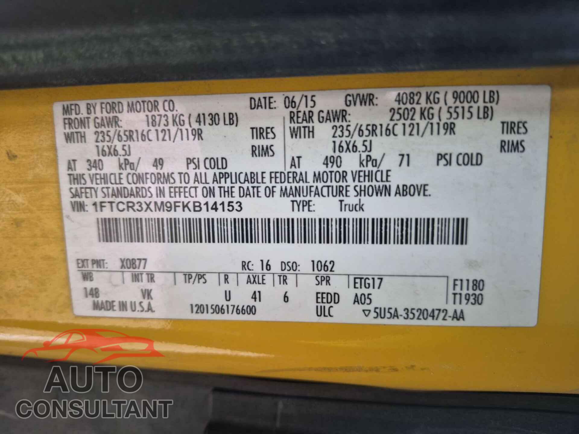 FORD TRANSIT 2015 - 1FTCR3XM9FKB14153