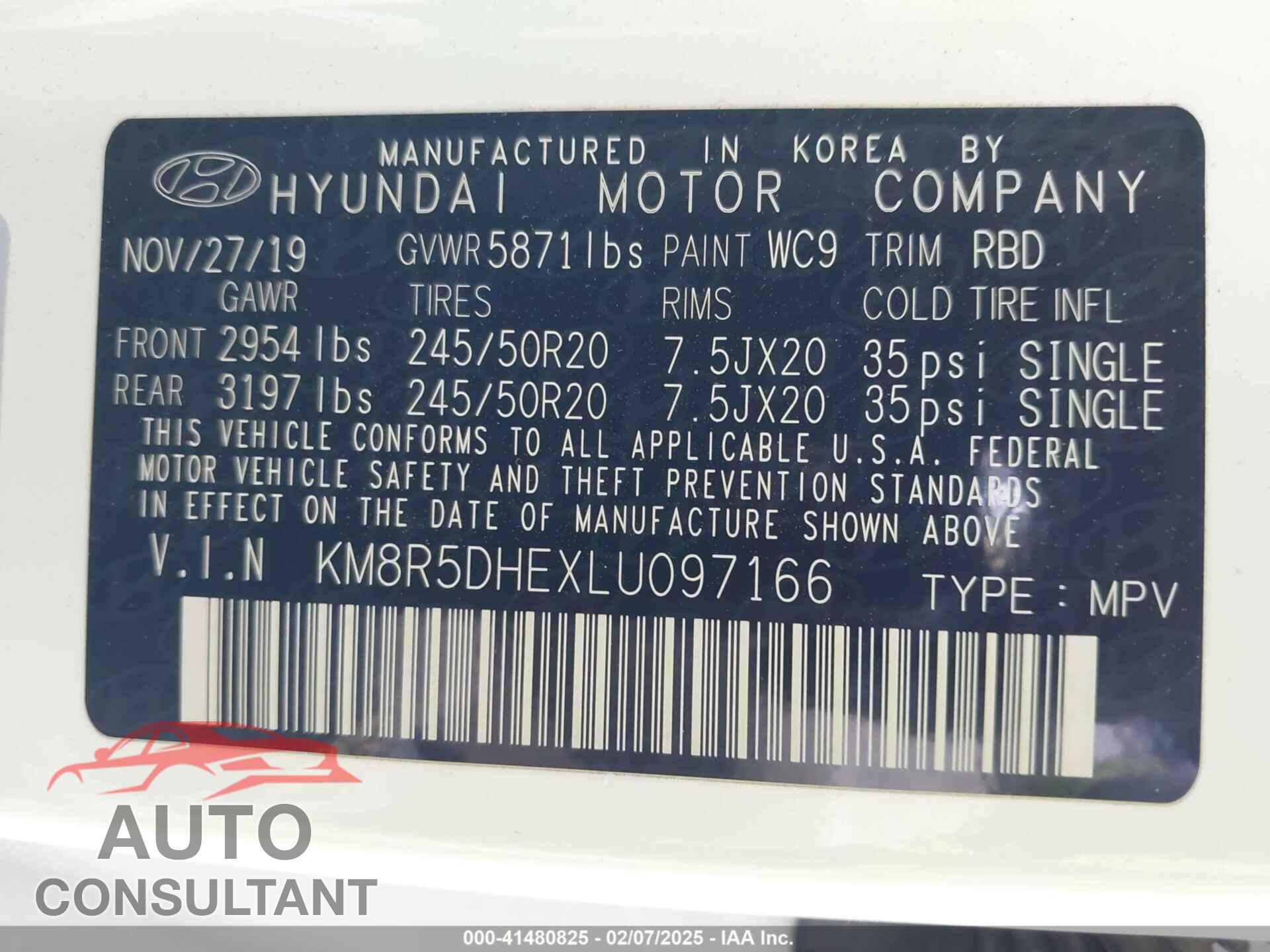 HYUNDAI PALISADE 2020 - KM8R5DHEXLU097166