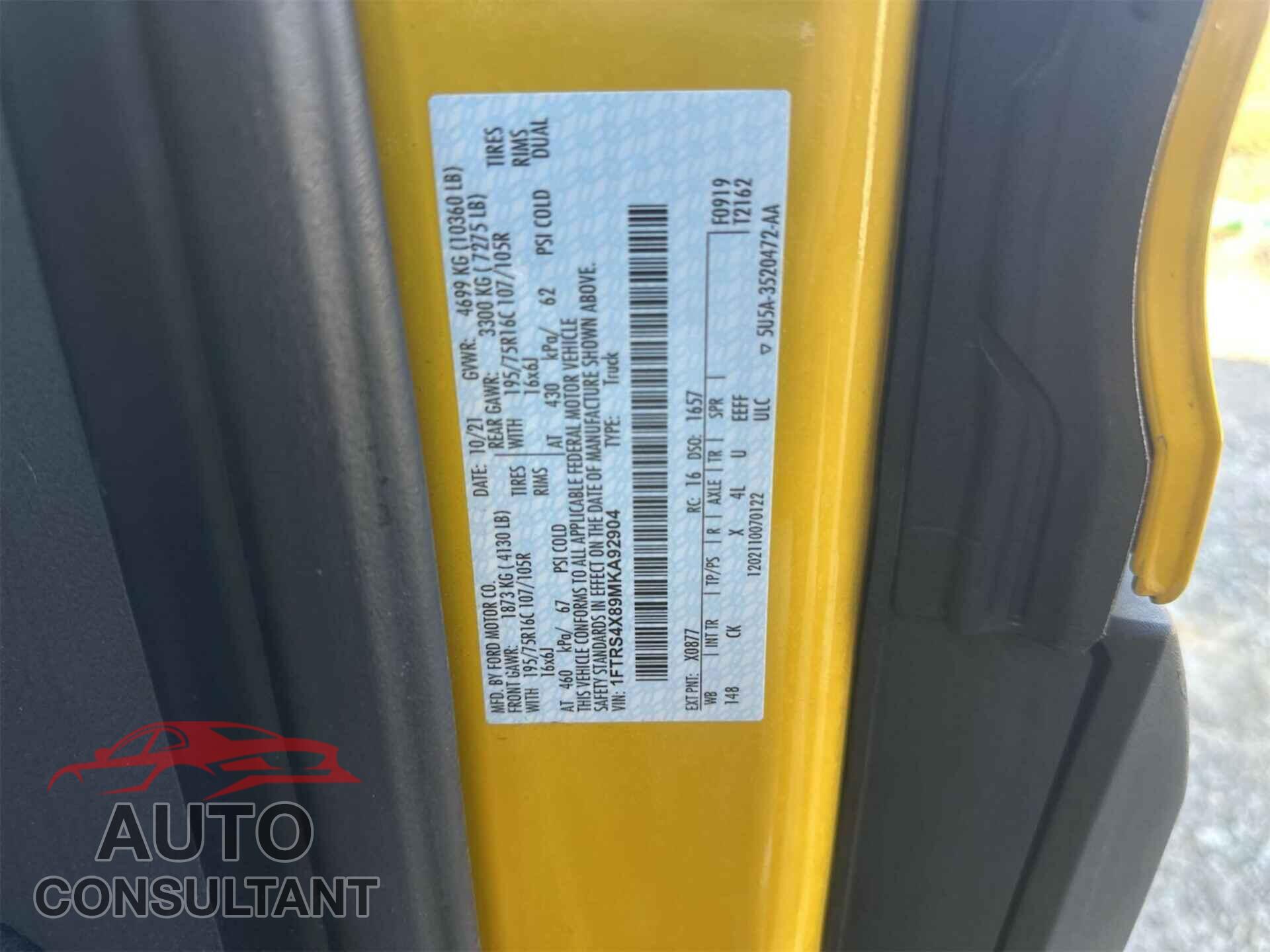 FORD TRANSIT-350 CARGO VAN 2021 - 1FTRS4X89MKA92904