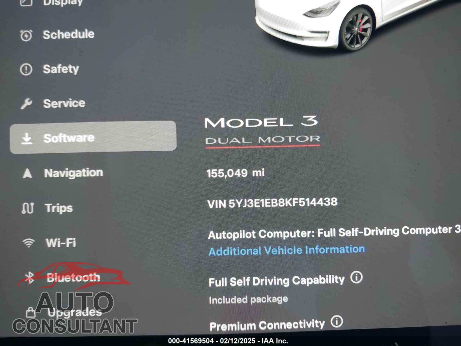 TESLA MODEL 3 2019 - 5YJ3E1EB8KF514438