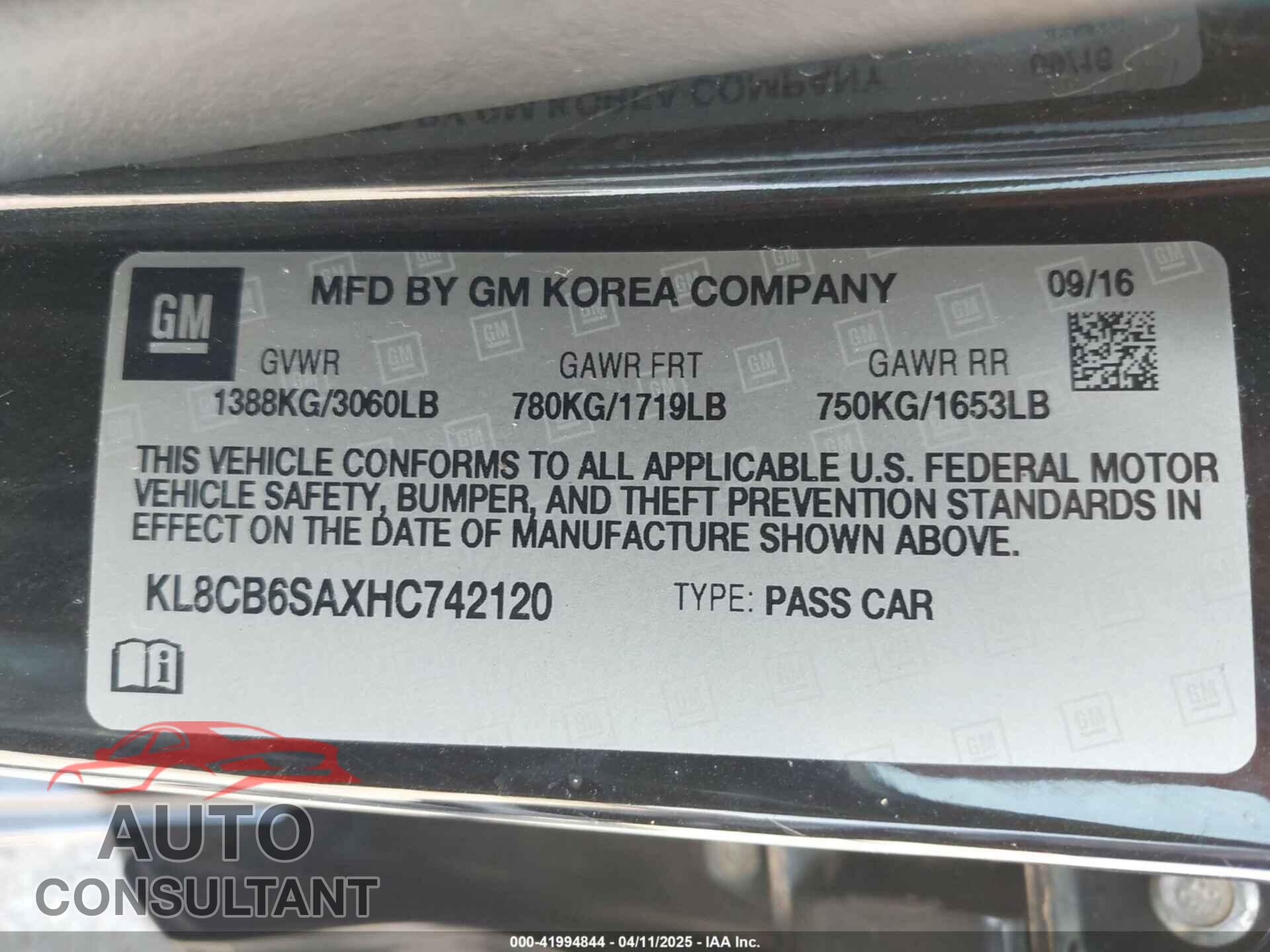 CHEVROLET SPARK 2017 - KL8CB6SAXHC742120