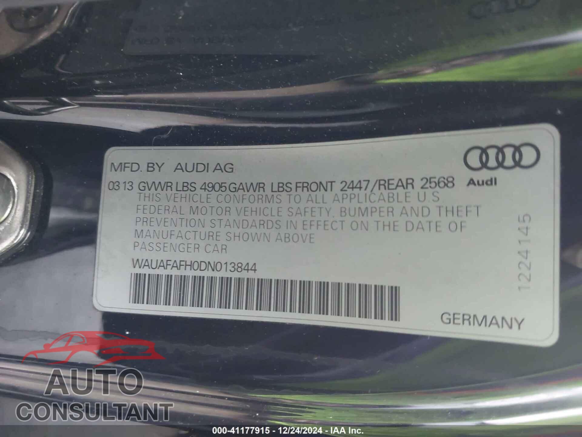 AUDI A5 2013 - WAUAFAFH0DN013844