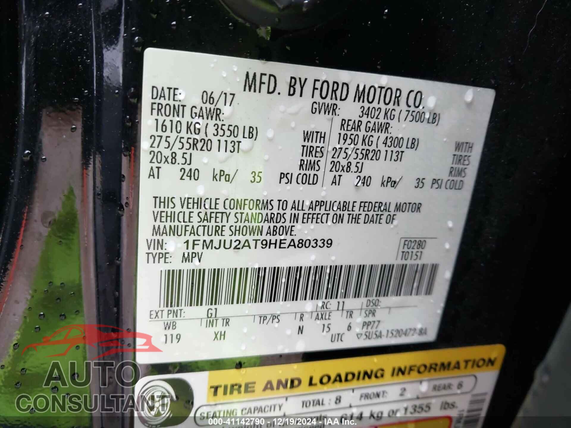 FORD EXPEDITION 2017 - 1FMJU2AT9HEA80339
