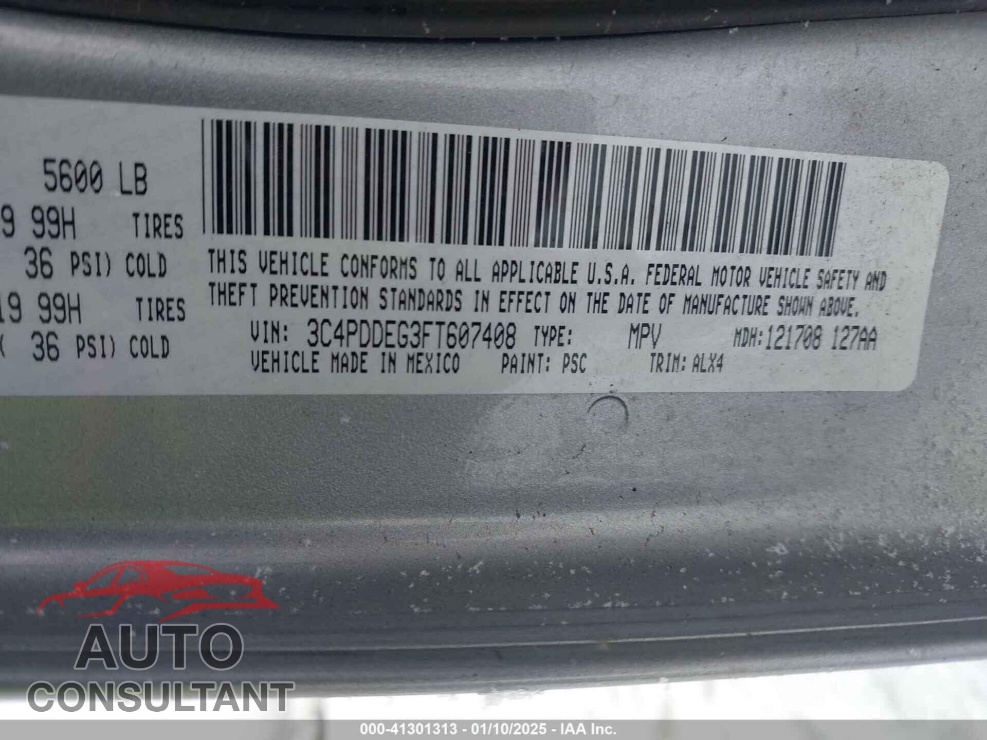 DODGE JOURNEY 2015 - 3C4PDDEG3FT607408