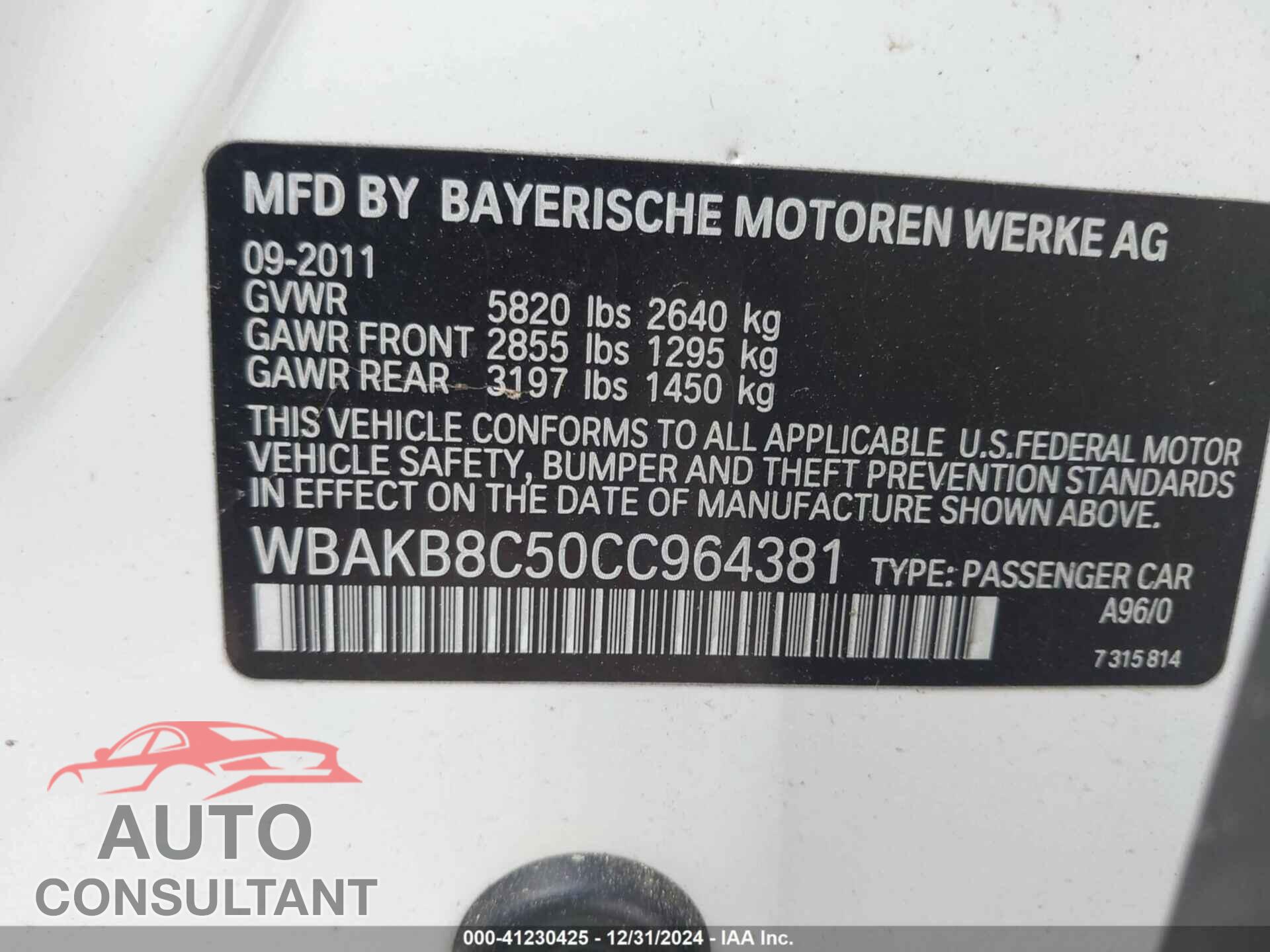 BMW 750LI 2012 - WBAKB8C50CC964381