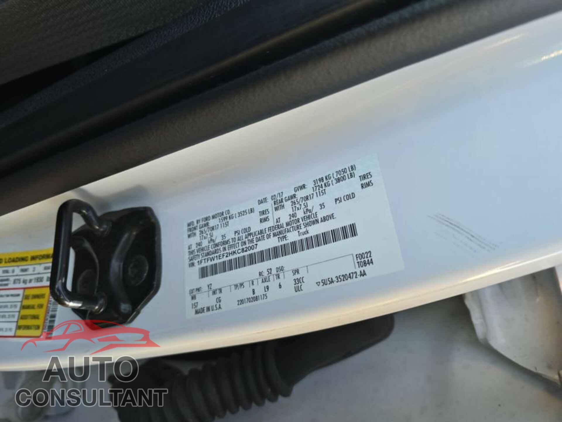 FORD F-150 2017 - 1FTFW1EF2HKC82007