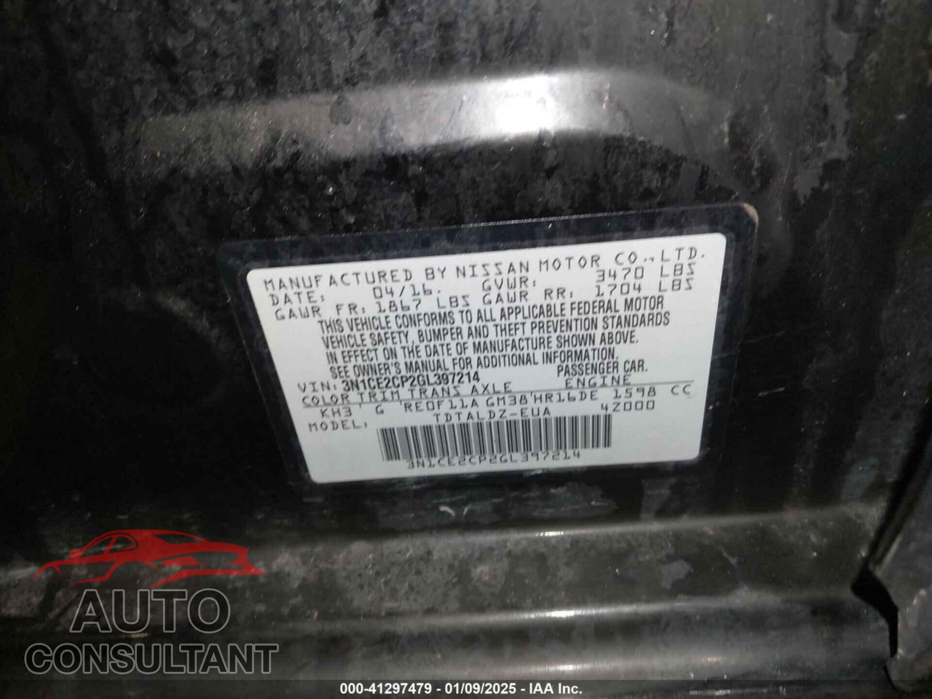 NISSAN VERSA NOTE 2016 - 3N1CE2CP2GL397214