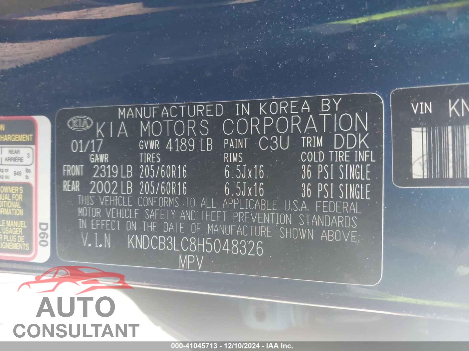 KIA NIRO 2017 - KNDCB3LC8H5048326