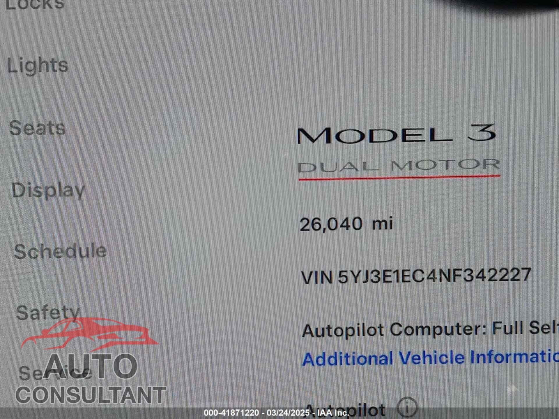 TESLA MODEL 3 2022 - 5YJ3E1EC4NF342227