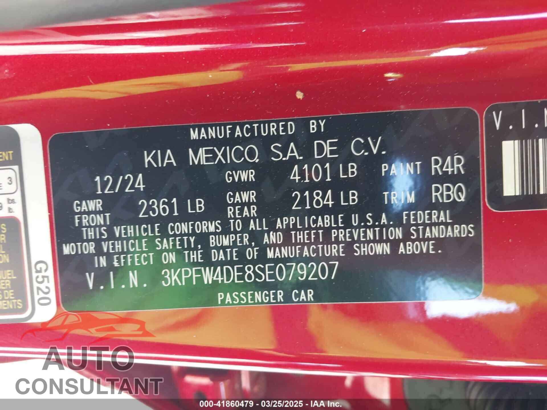 KIA K4 2025 - 3KPFW4DE8SE079207