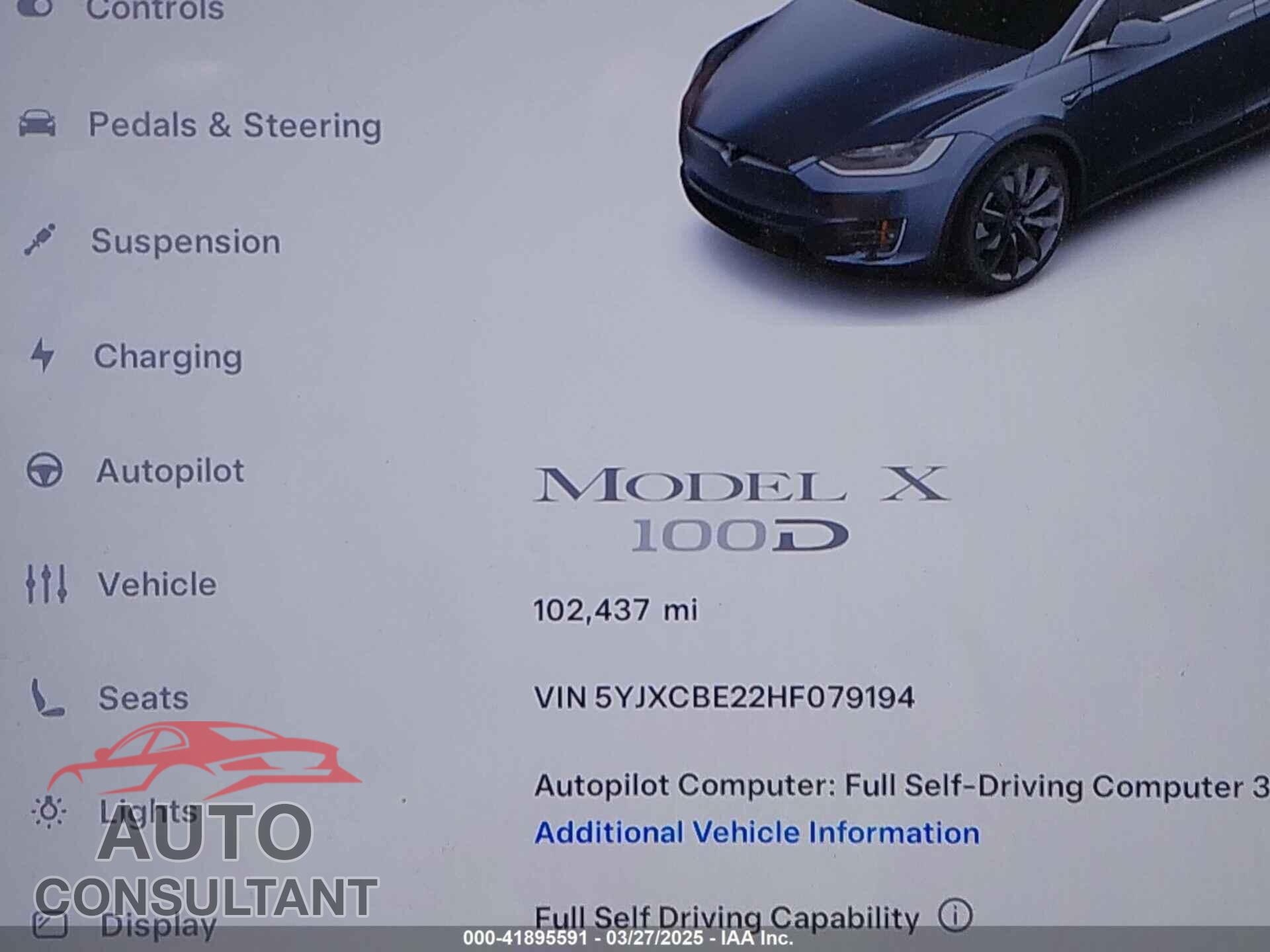 TESLA MODEL X 2017 - 5YJXCBE22HF079194