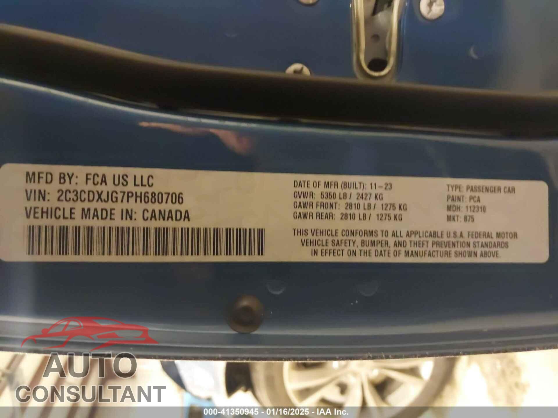 DODGE CHARGER 2023 - 2C3CDXJG7PH680706